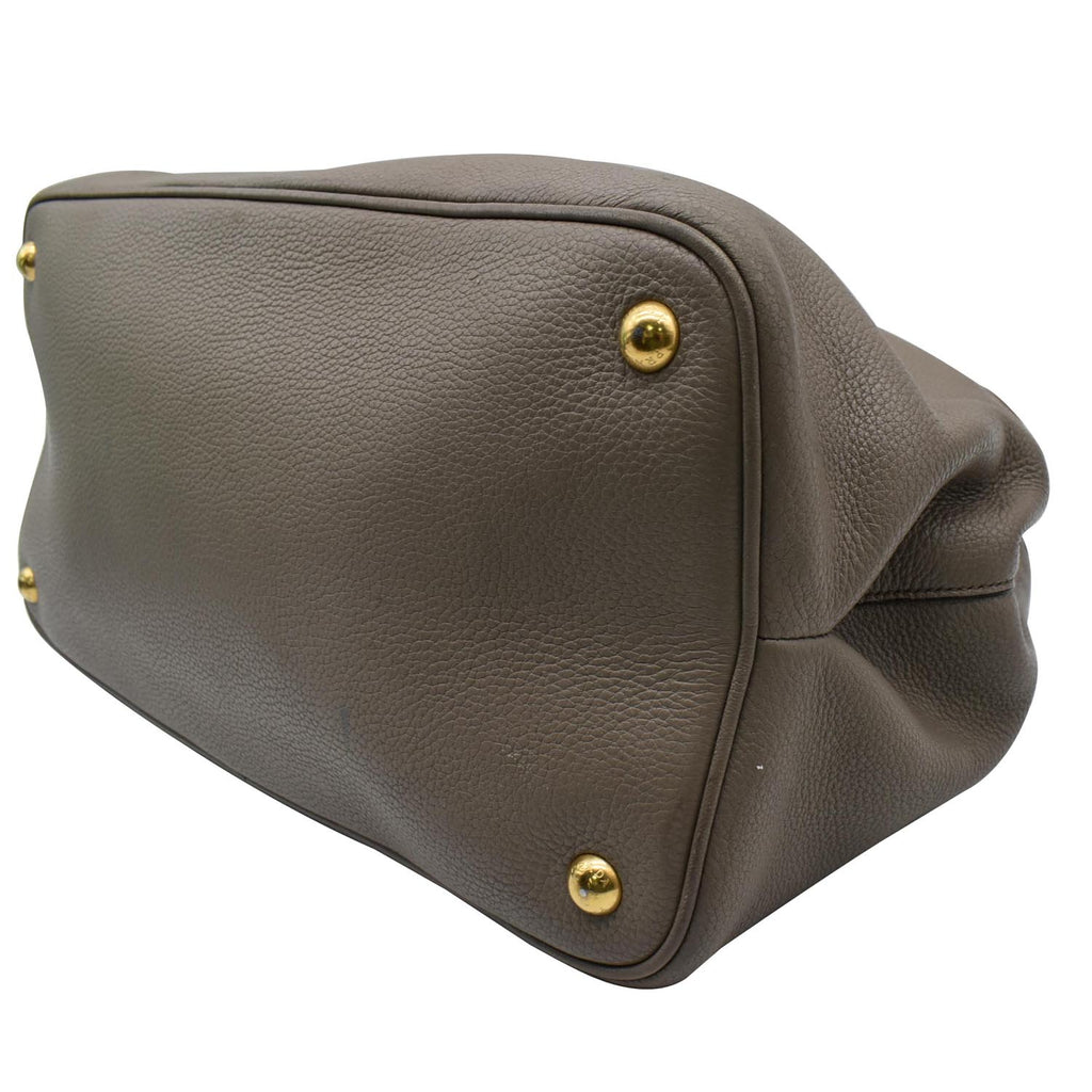 PRADA Calf Leather Tote Bag Clay Gray