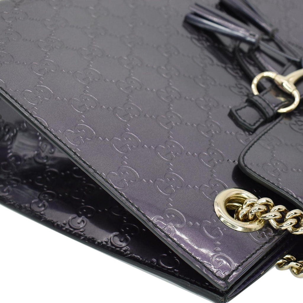 GUCCI Emily Large Guccissima New 1:1 Rep Leather Shoulder Bag Dark Violet 295403