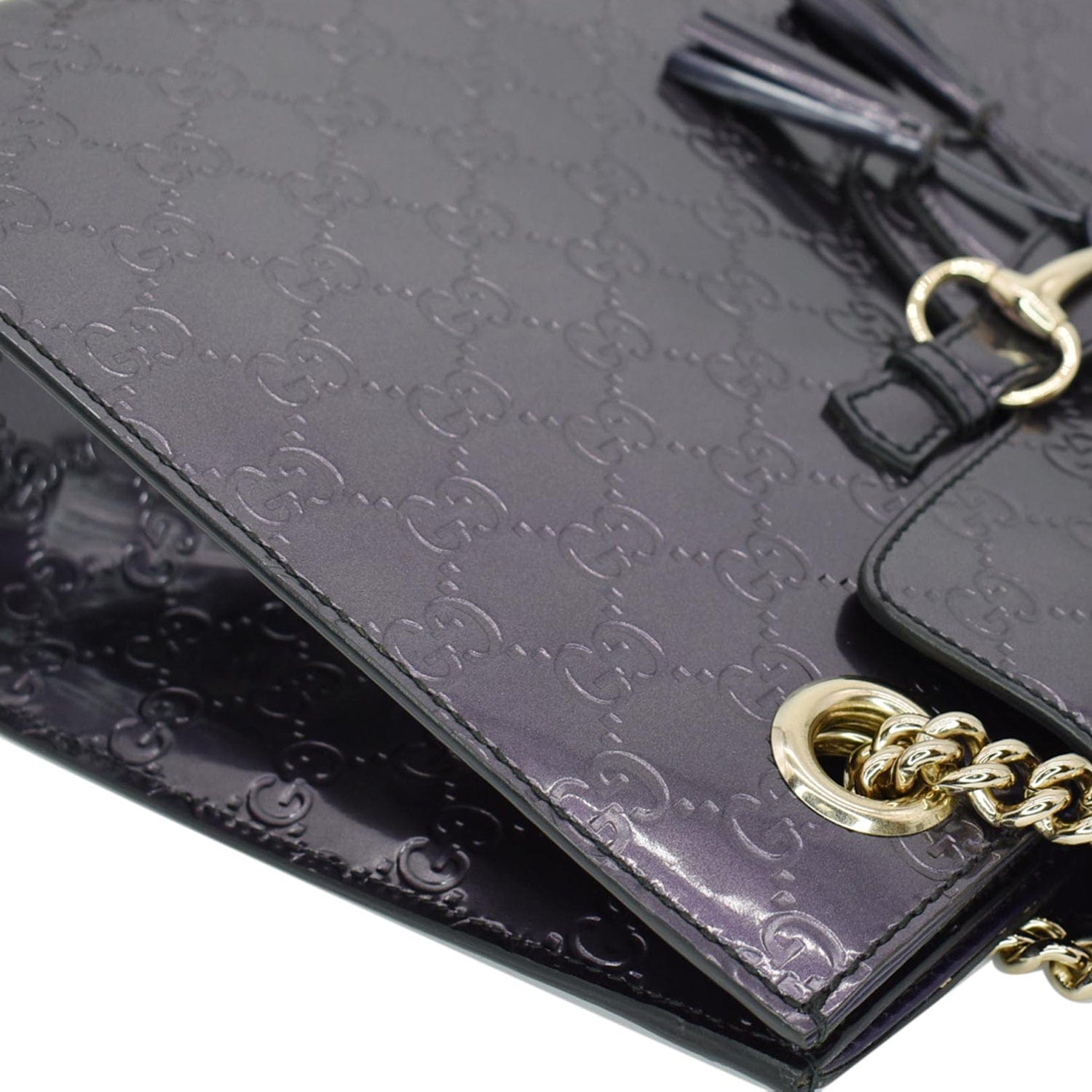 GUCCI Emily Large Guccissima New 1:1 Rep Leather Shoulder Bag Dark Violet 295403