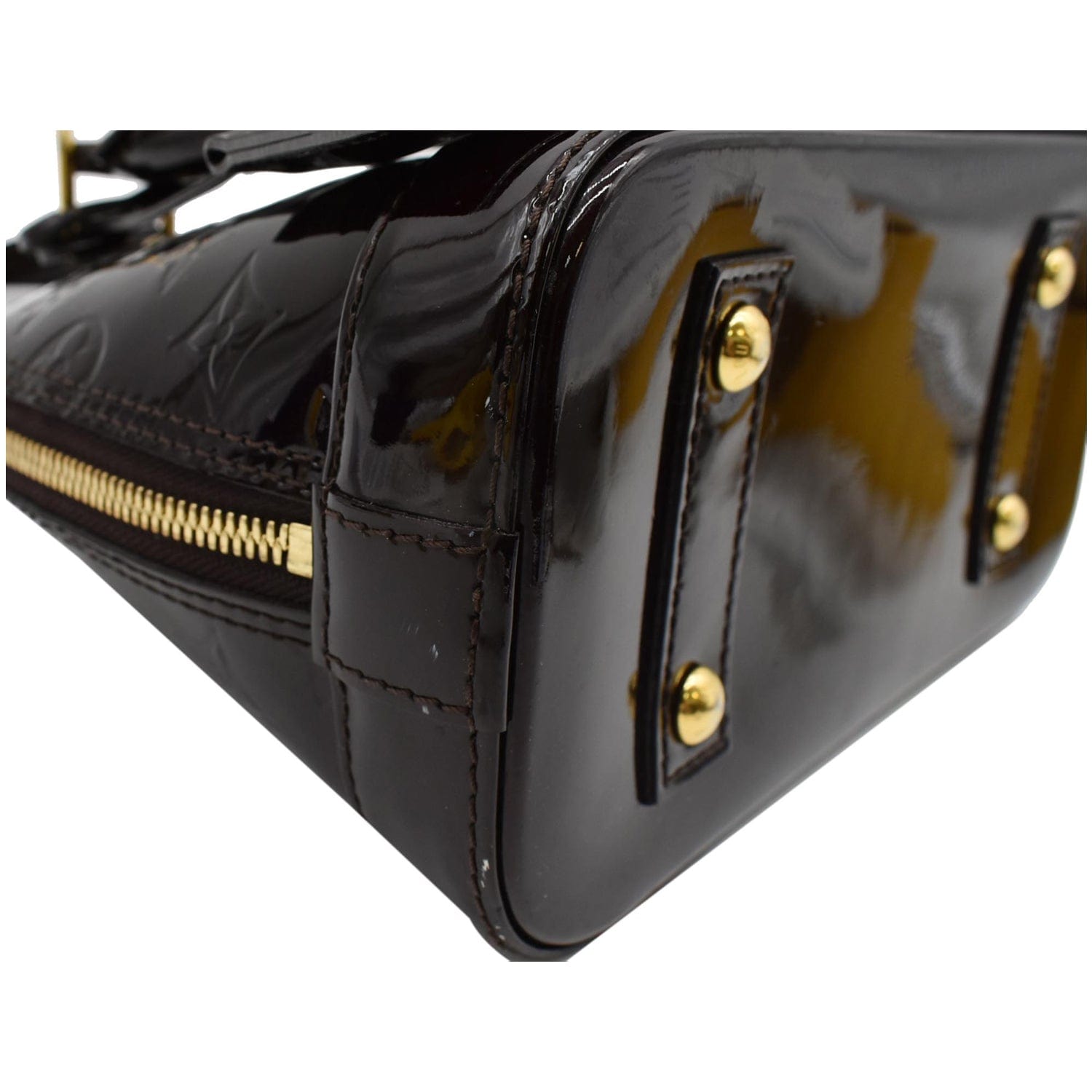 LOUIS VUITTON Alma BB Vernis Leather Satchel Crossbody Bag Amarante