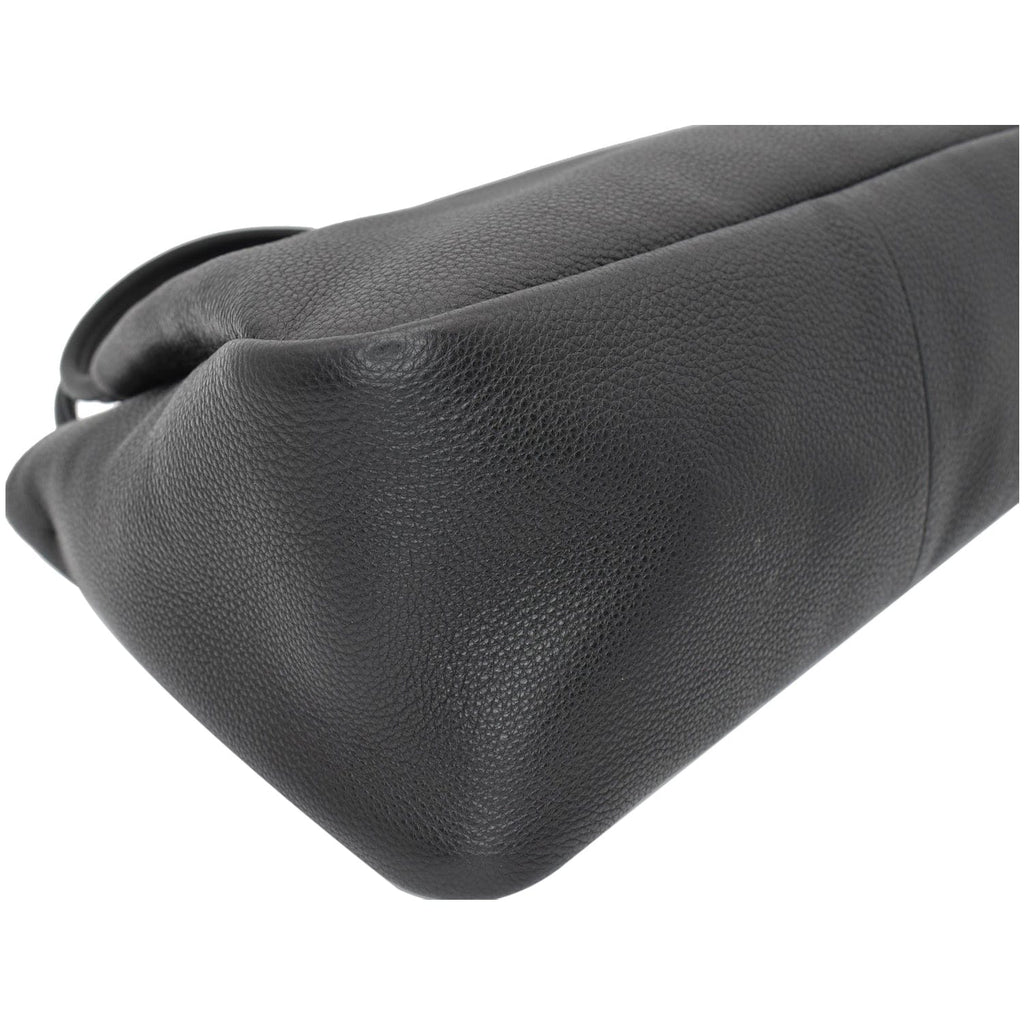 PRADA Flou Large Leather Shoulder Bag Black