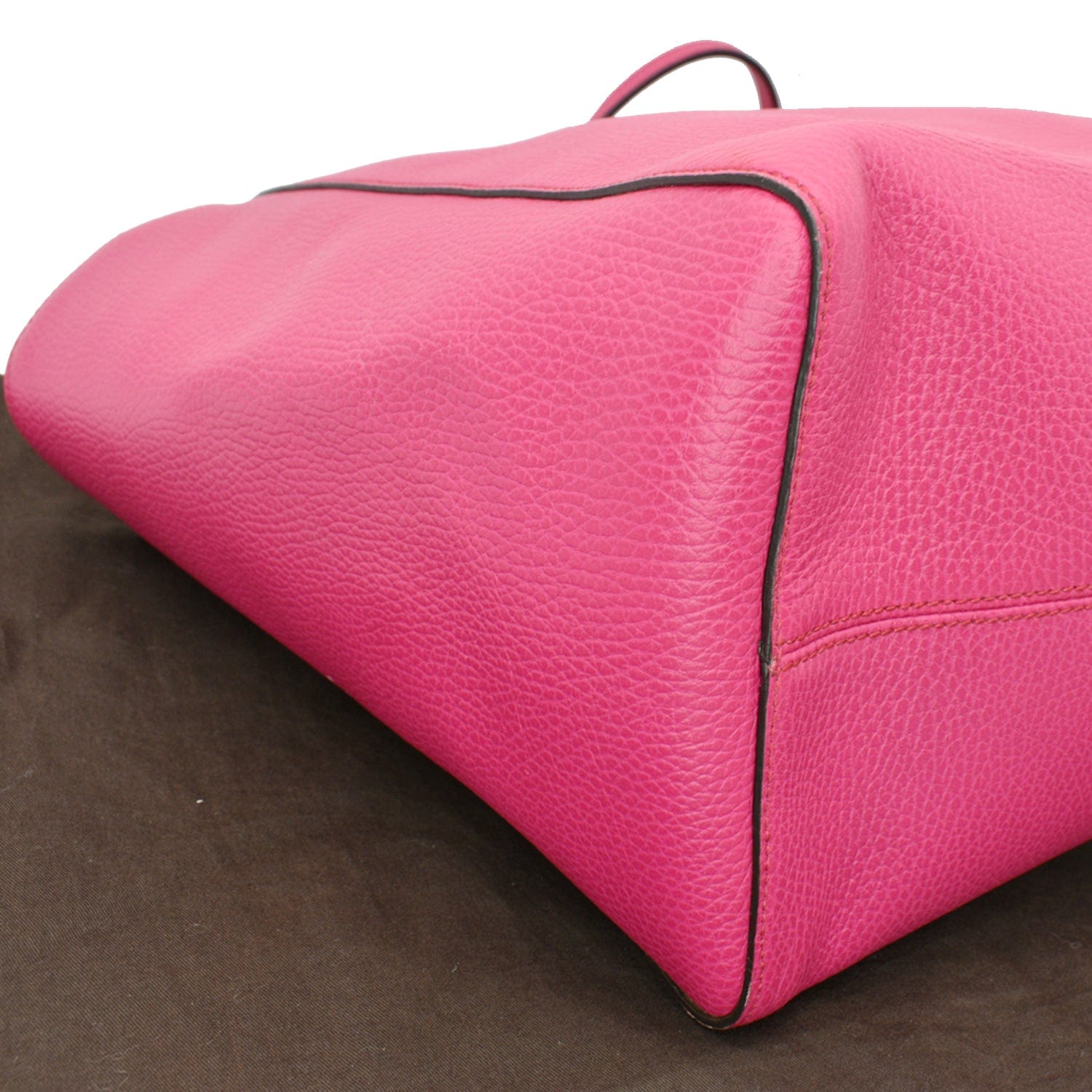 GUCCI Swing Medium Pebbled Leather Tote Bag Pink 354397