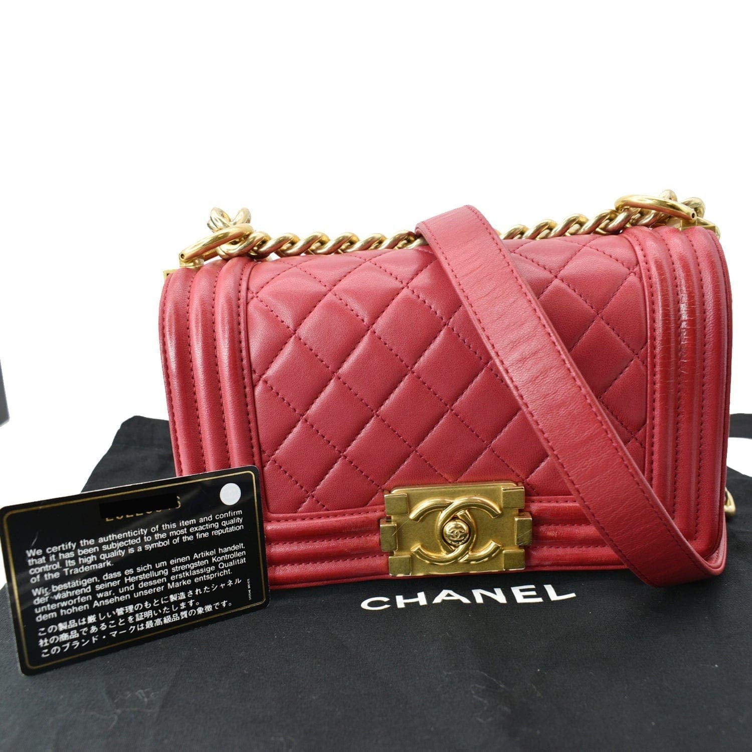 Chanel Le Boy Small  Leather Shoulder Bag Red