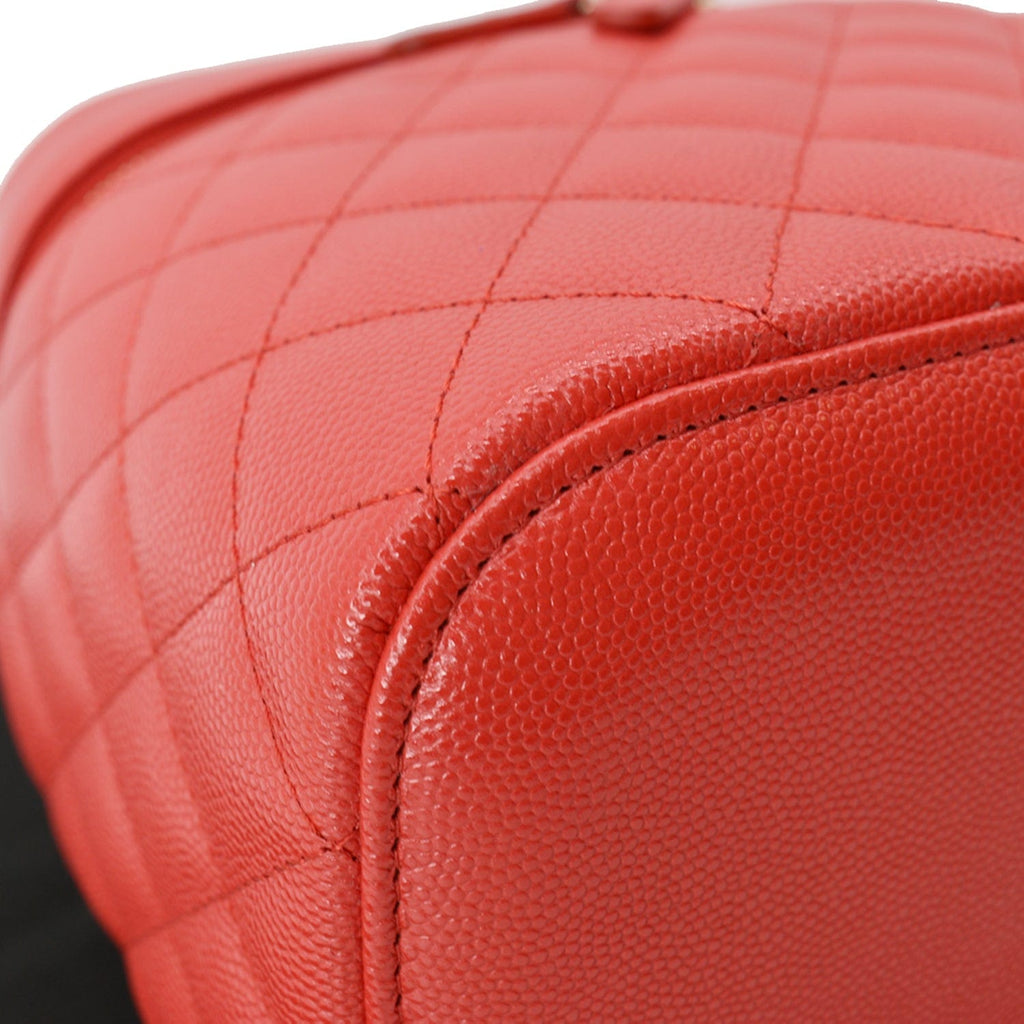 Chanel Caviar Leather Quilted Large Cosmetic Vanity Pouch Red