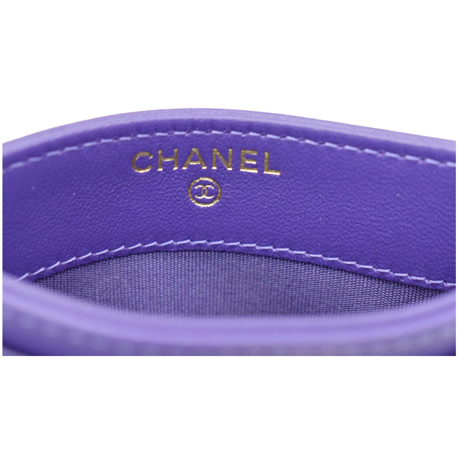 Chanel Boy Leather Card Holder Purple