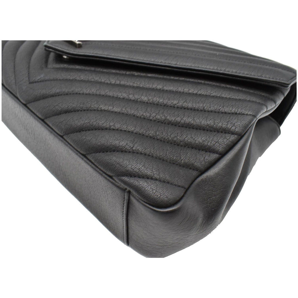 YVES SAINT LAURENT College Medium Flap MatelassÃ© Leather Shoulder Bag Black