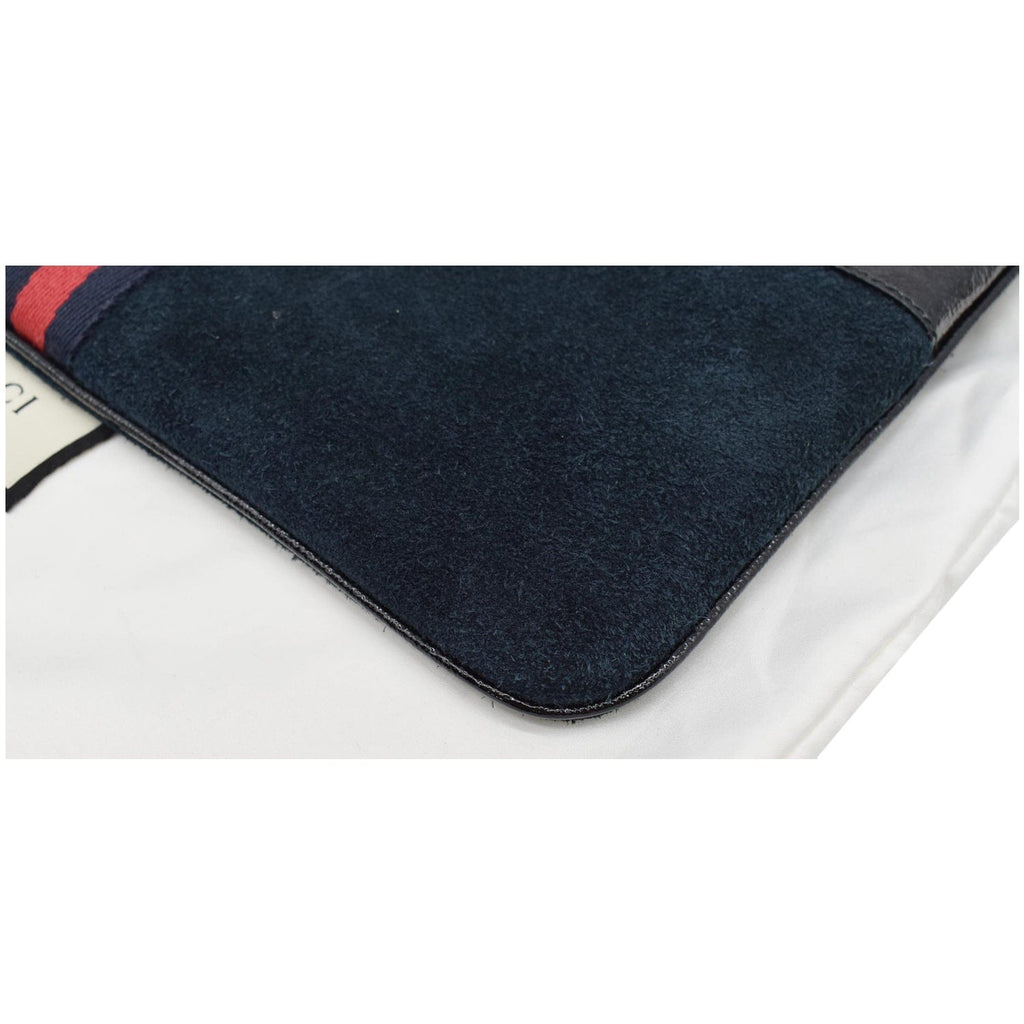 GUCCI Ophidia Gucci Suede Leather Pouch Clutch Bag Navy Blue 517551