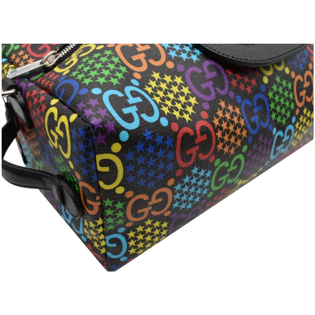 GUCCI Psychedelic Gucci Monogram Canvas Duffel Travel Bag Multicolor 587866