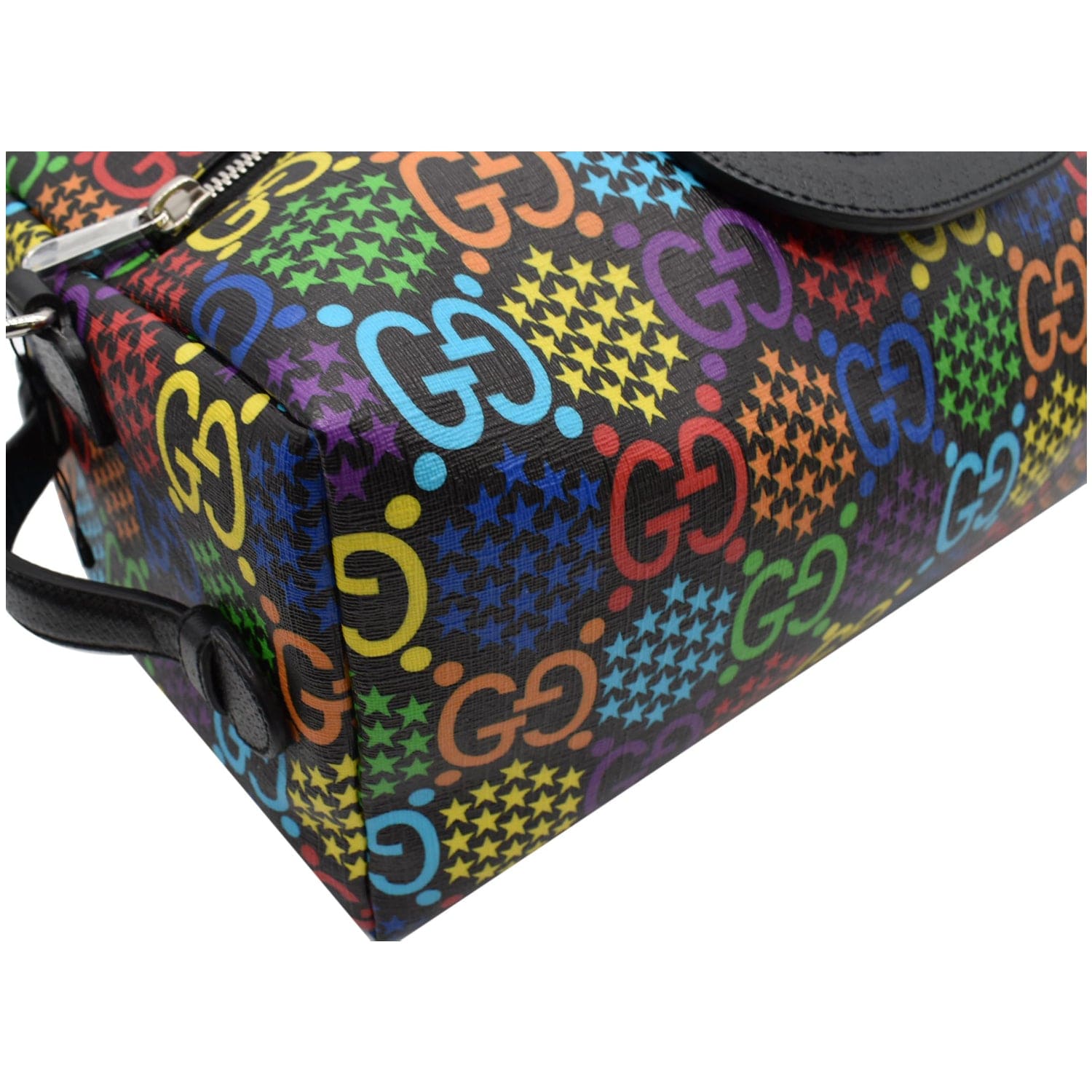 GUCCI Psychedelic Gucci Monogram Canvas Duffel Travel Bag Multicolor 587866