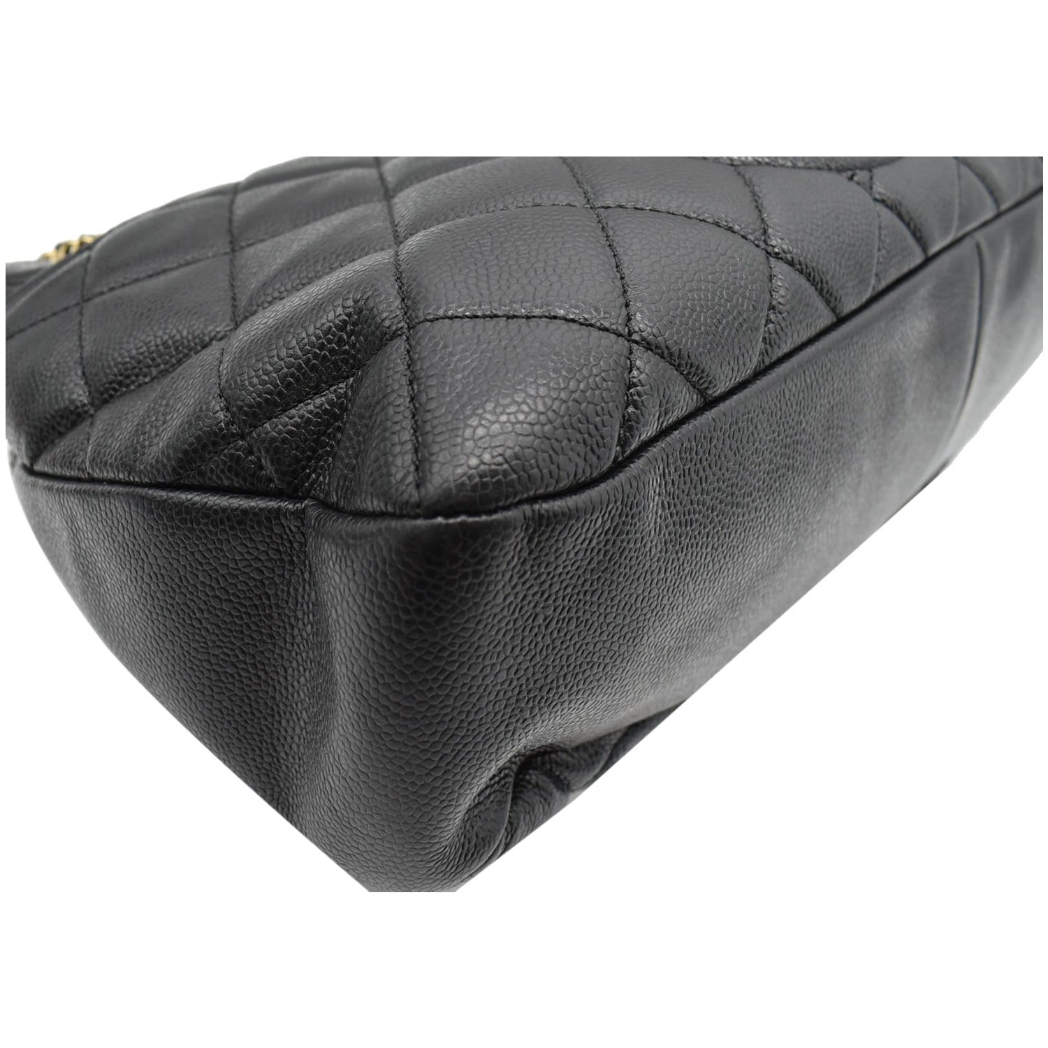Chanel Timeless CC Soft Quilted Caviar Leather Shopping Tote Bag Black