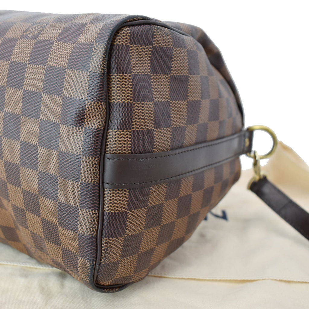 LOUIS VUITTON Speedy 30 Bandouliere Damier Ebene Satchel Bag Brown