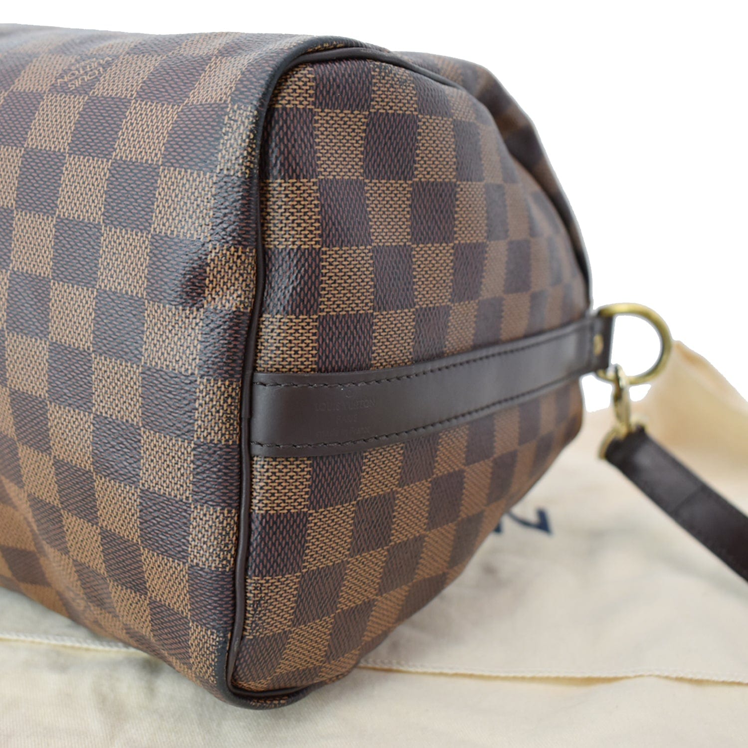 LOUIS VUITTON Speedy 30 Bandouliere Damier Ebene Satchel Bag Brown
