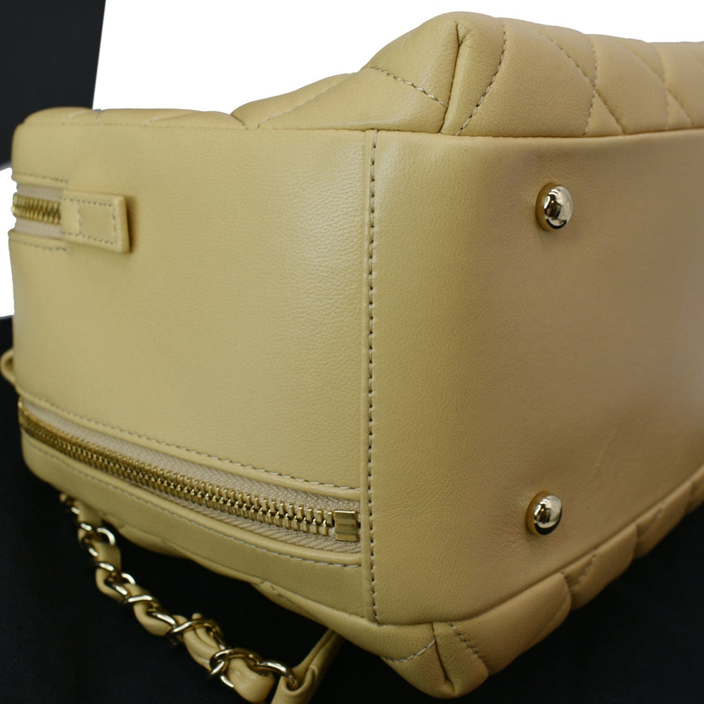 Chanel Trendy CC Bowling Quilted Leather Shoulder Bag Beige