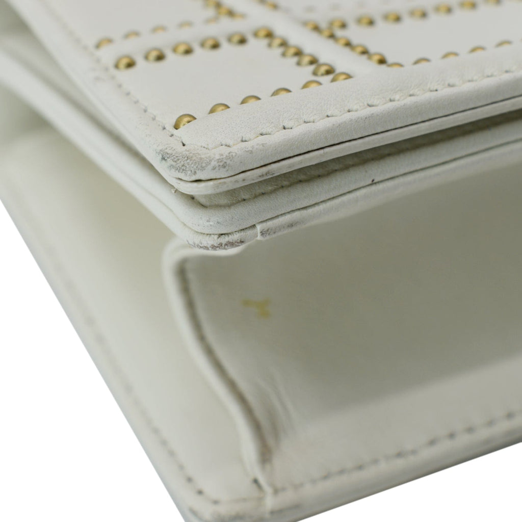 CHRISTIAN DIOR Small Diorama Studded Leather Flap Shoulder Bag White