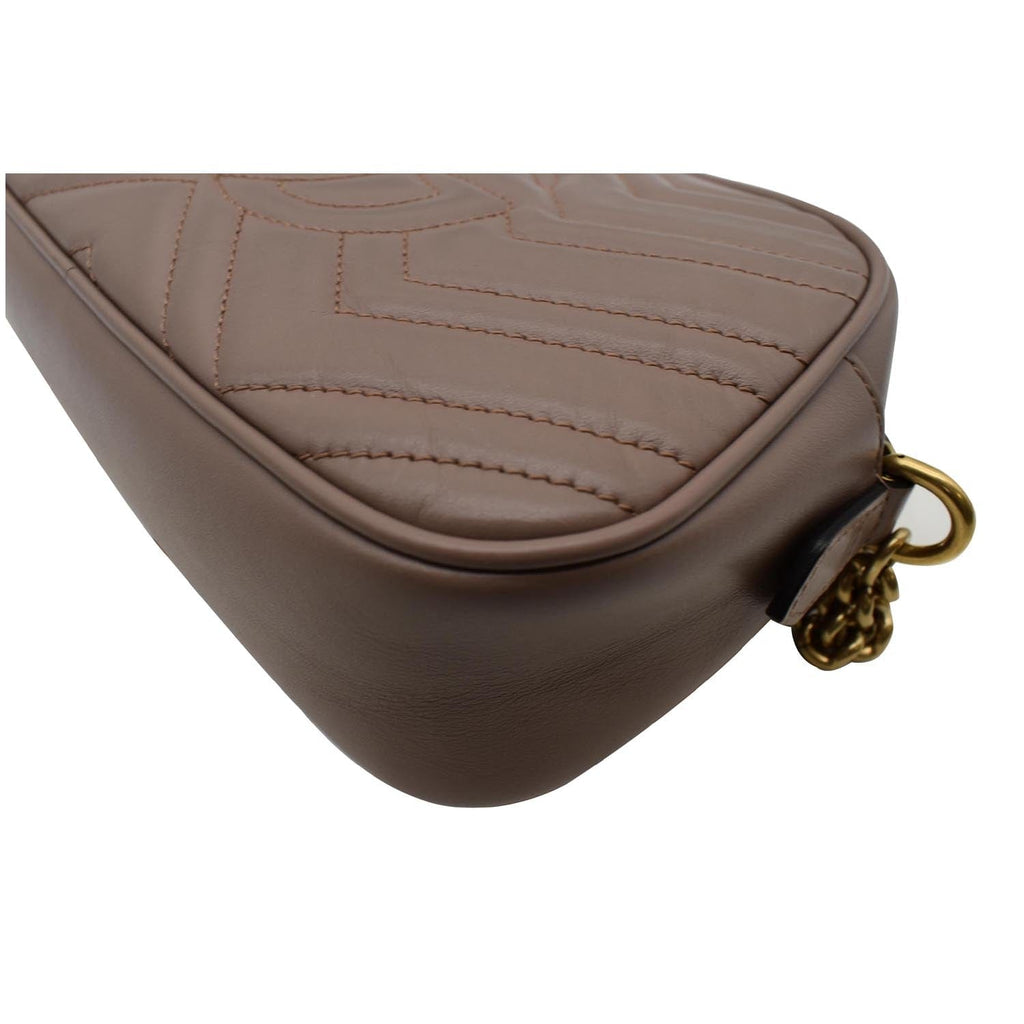 GUCCI Gucci Marmont Small Matelasse Leather Crossbody Bag Taupe 447632