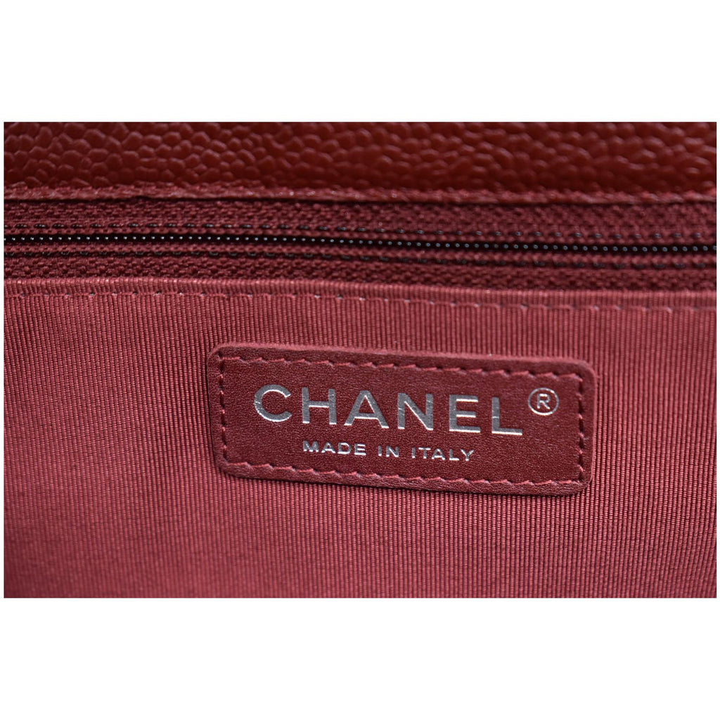 Chanel Front Flap Pocket Quilted Caviar Leather Tote Shoulder Bag Red- 20% OFF