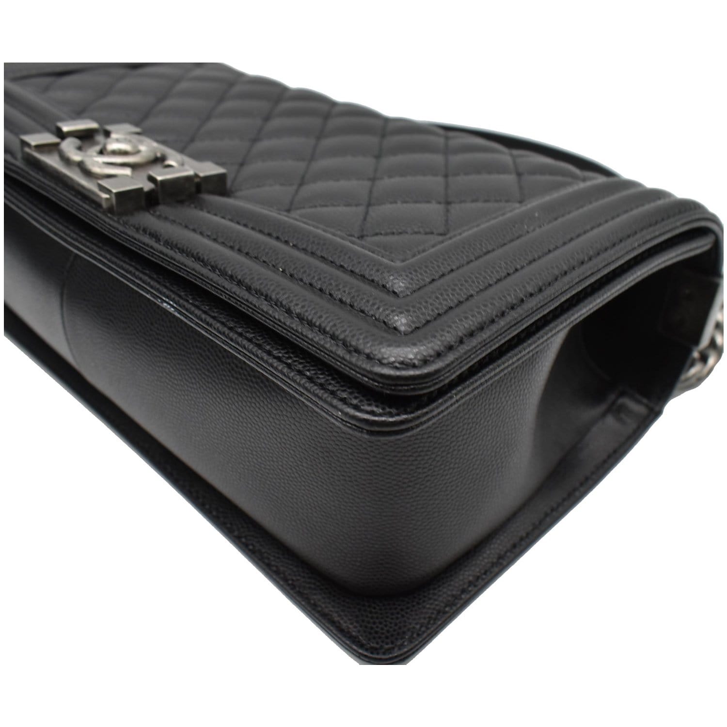 Chanel Medium Boy Flap Caviar Leather Shoulder Bag Black