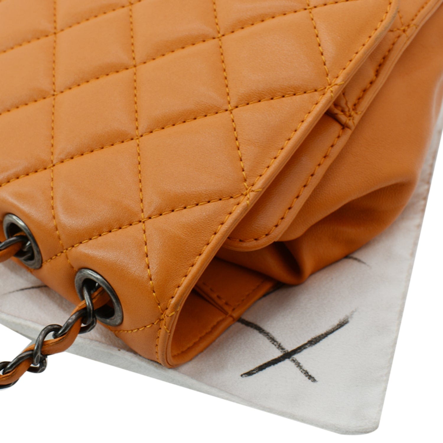 Chanel Classic Flap Drawstring Quilted  Leather Shopper Shoulder Bag Orange - Hot Deals
