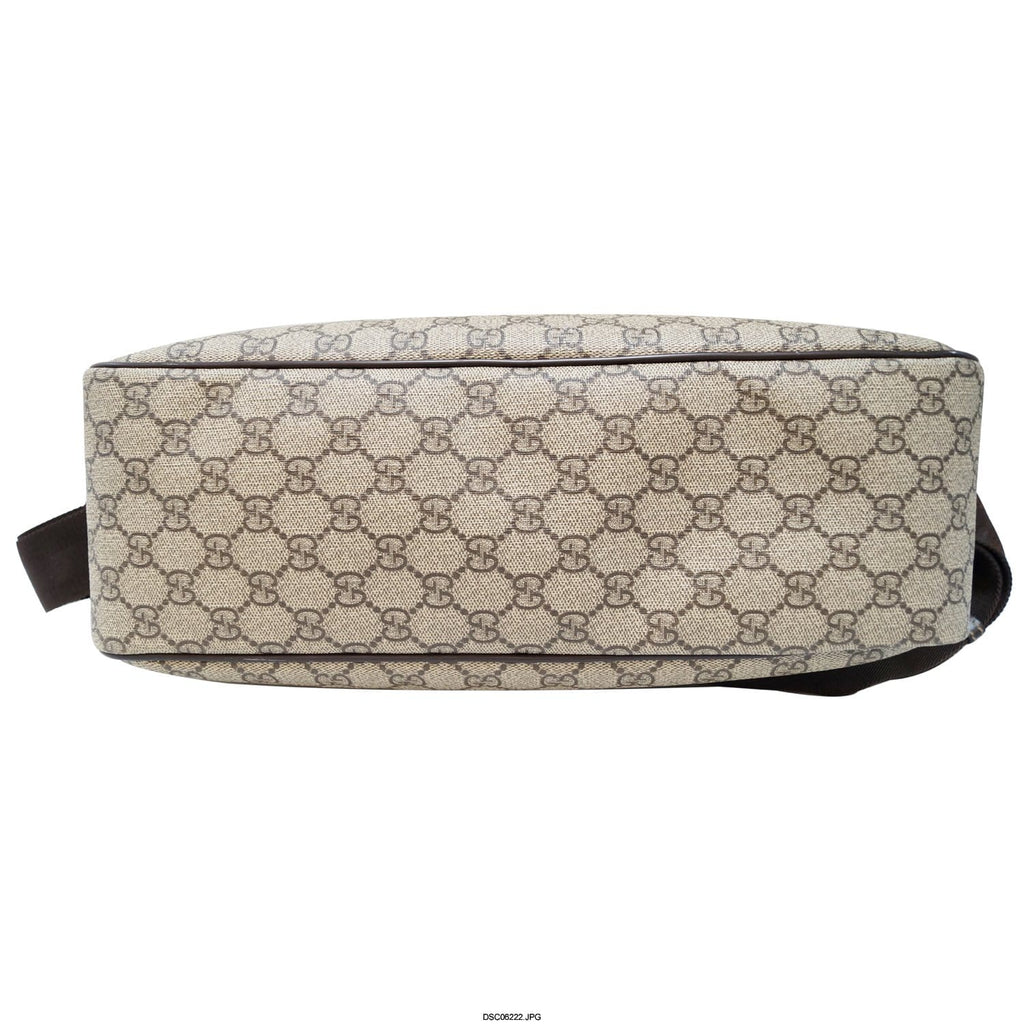 GUCCI Men's Beige/Ebony Gucci  Plus Coated Canvas Messenger Crossbody Bag 211107