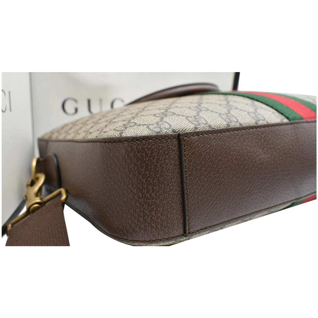 GUCCI Ophidia Soft Gucci Supreme Canvas Leather Briefcase Shoulder Bag Beige 574793