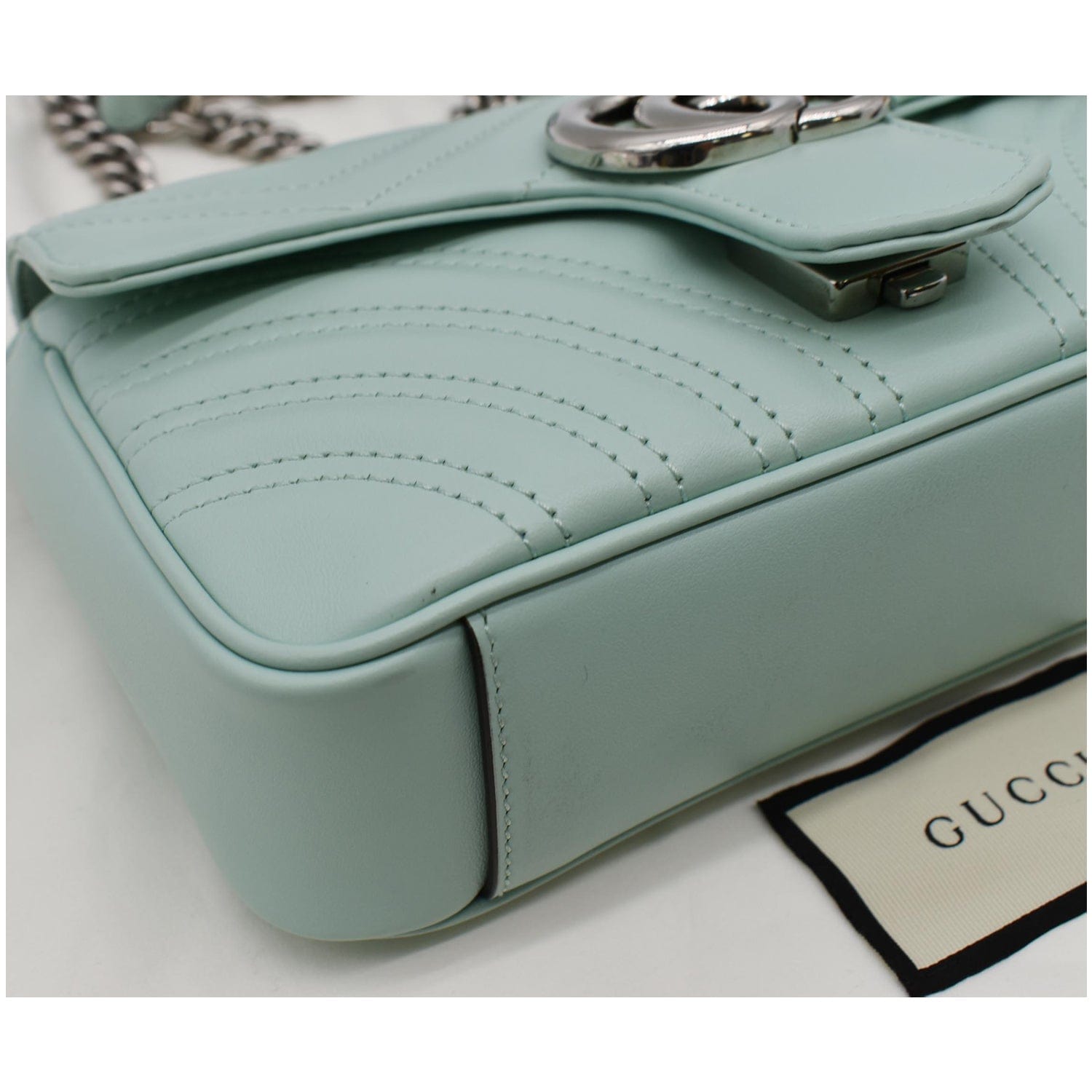 GUCCI Gucci Marmont Mini Matelasse Leather Crossbody Bag Bright Green 446744