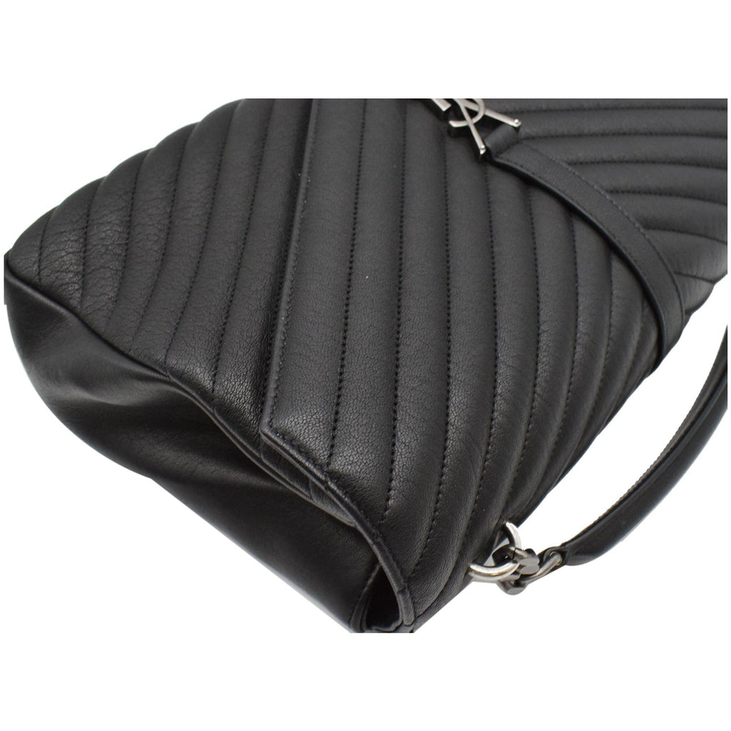 YVES SAINT LAURENT College Medium Flap MatelassÃ© Leather Shoulder Bag Black