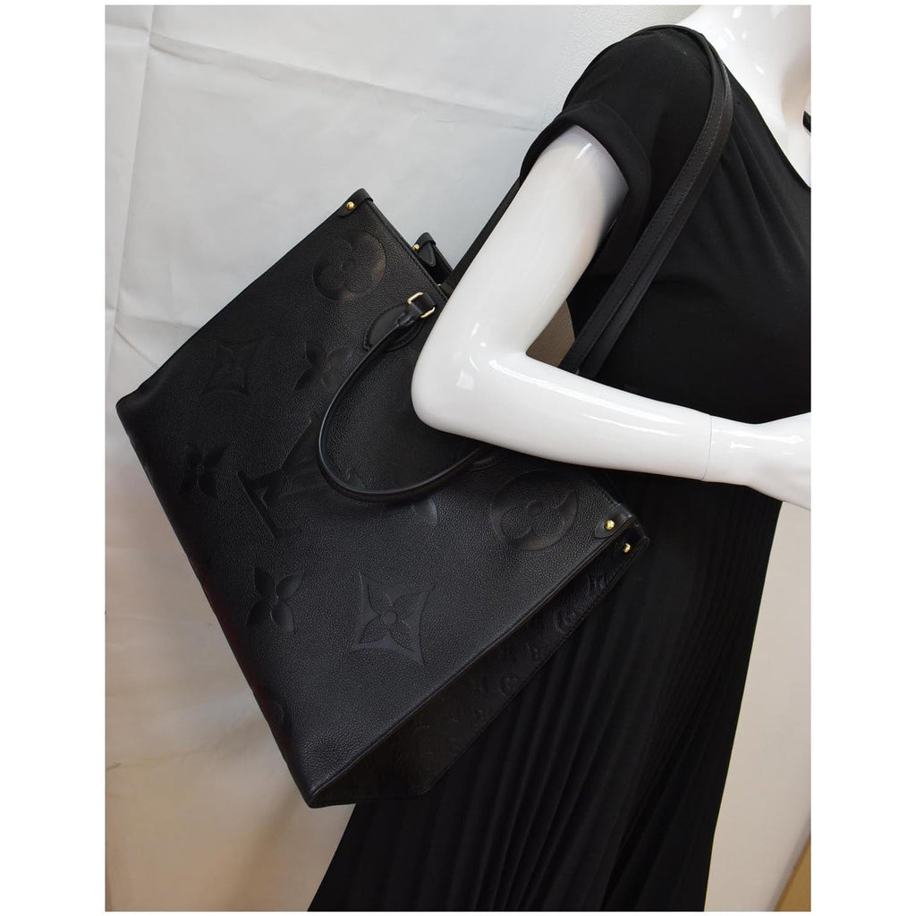 LOUIS VUITTON Onthego GM Monogram Empreinte Leather Tote Bag Black - Hot Deals