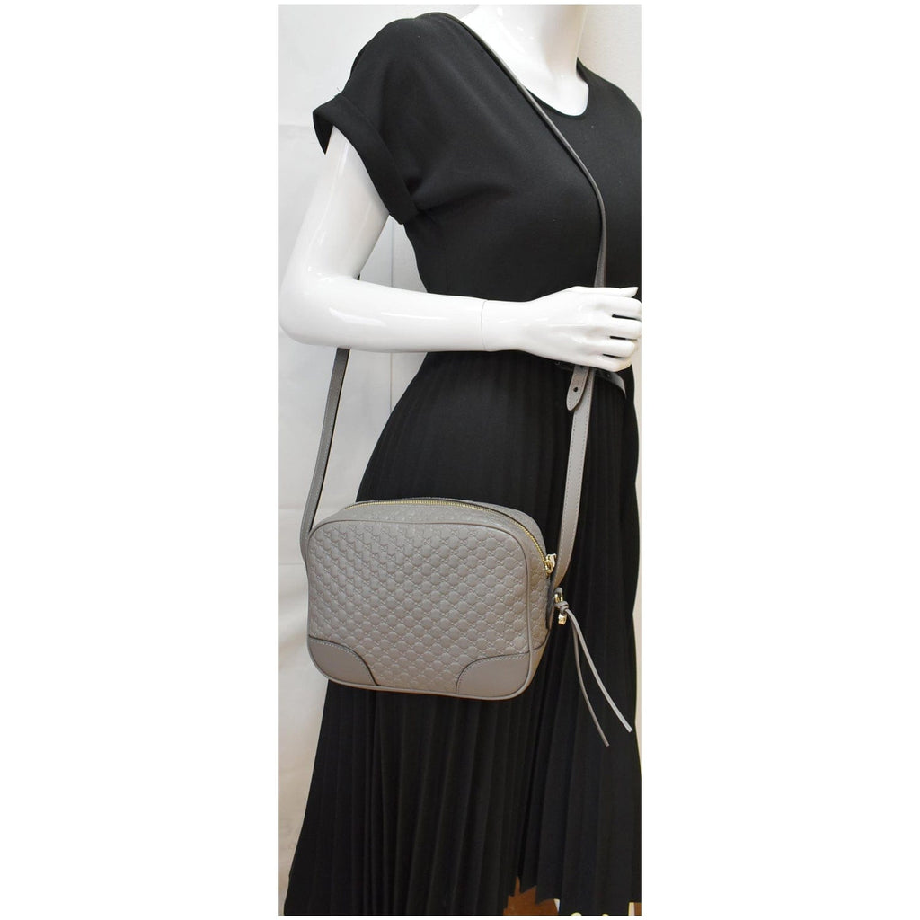 GUCCI Bree Mini Gucci Guccissima Leather Crossbody Bag Grey 449413