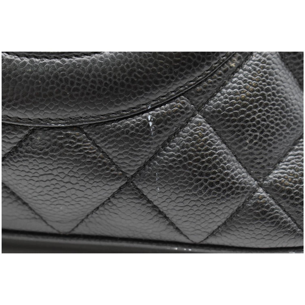 Chanel Medallion Quilted Caviar Leather Tote Bag Black