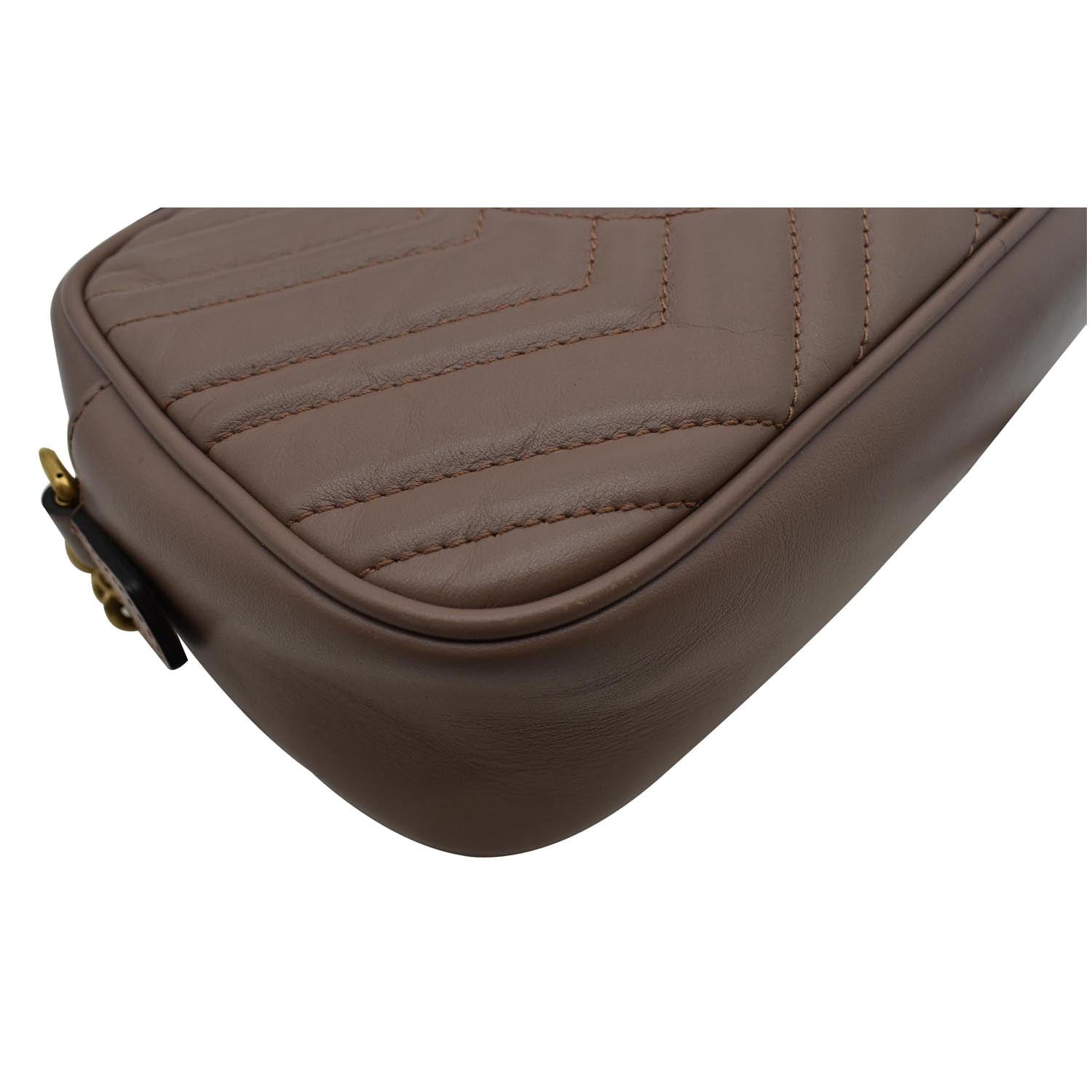 GUCCI Gucci Marmont Small Matelasse Leather Crossbody Bag Taupe 447632