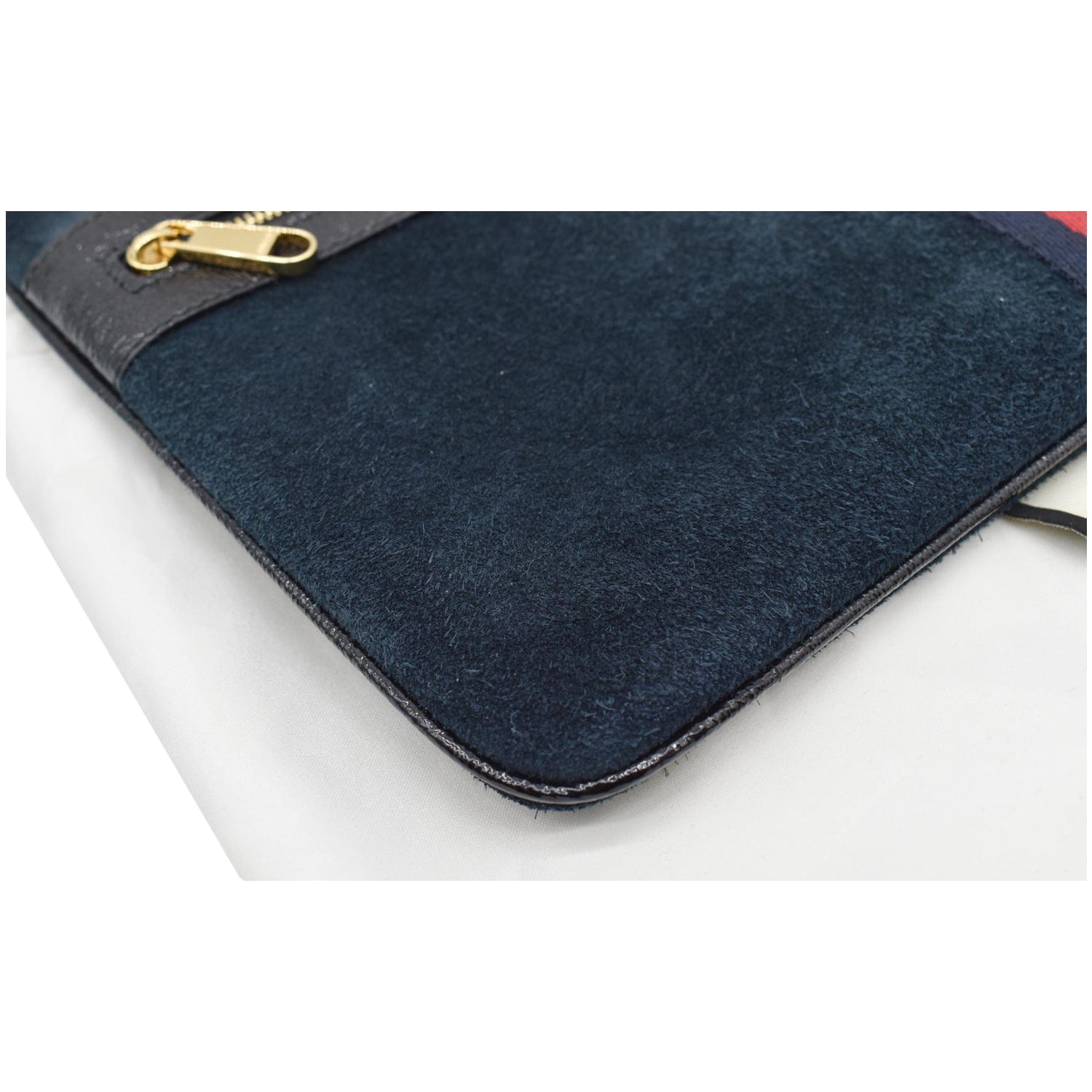 GUCCI Ophidia Gucci Suede Leather Pouch Clutch Bag Navy Blue 517551