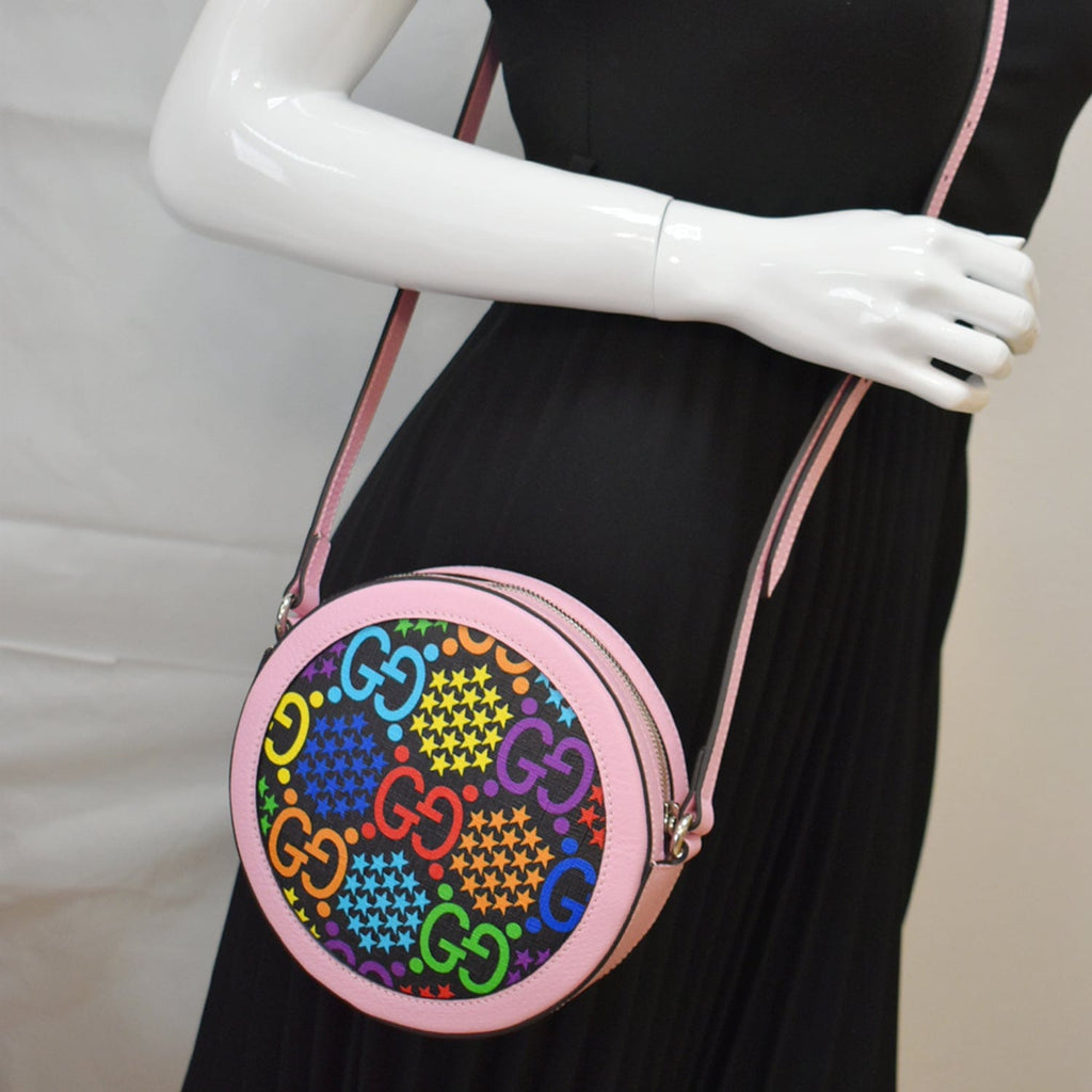 GUCCI Gucci Psychedelic Round Leather Crossbody Bag Multicolor 603938