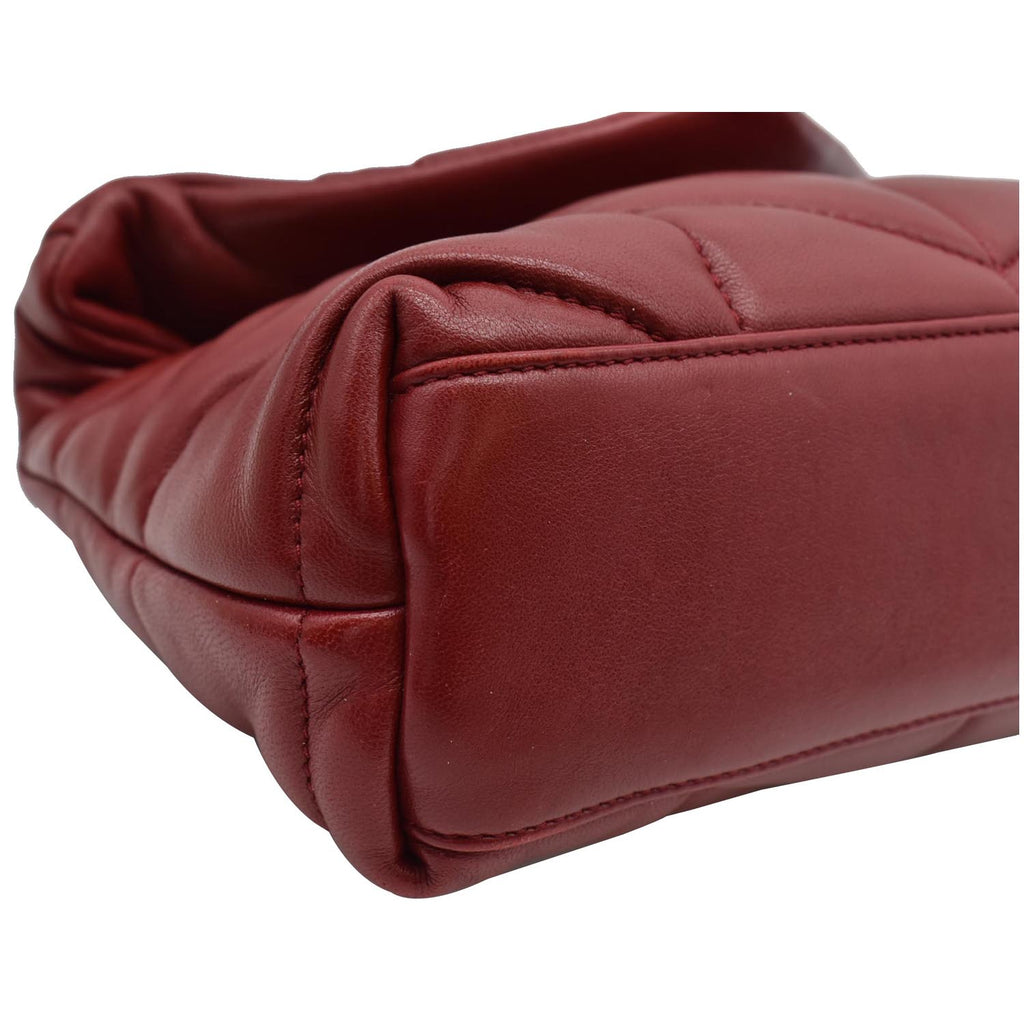 YVES SAINT LAURENT Small Loulou Puffer Quilted  Leather Crossbody Bag Red