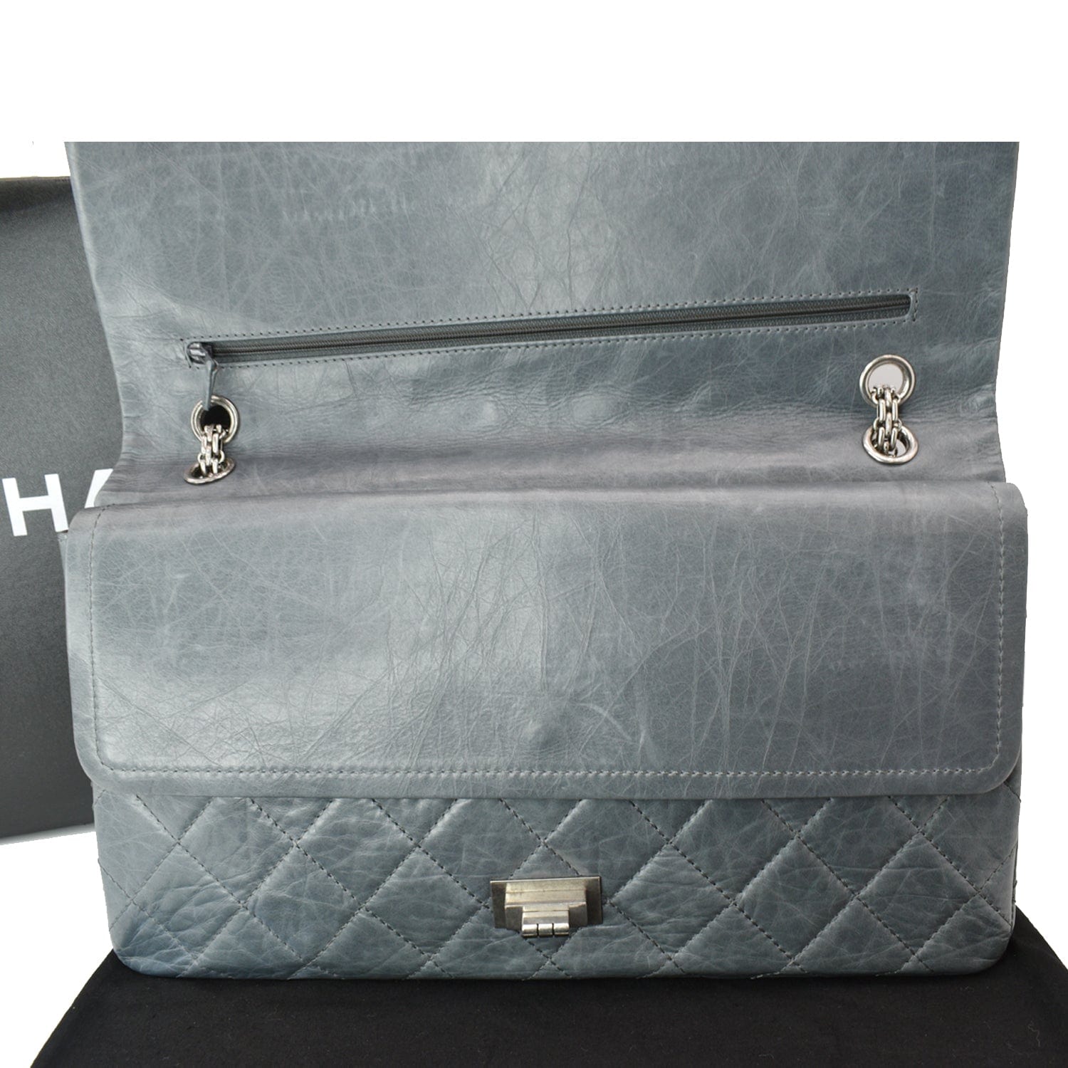 Chanel 50th Anniversary 2.55 Reissue 228 Quilted Aged  Shoulder Bag Grey