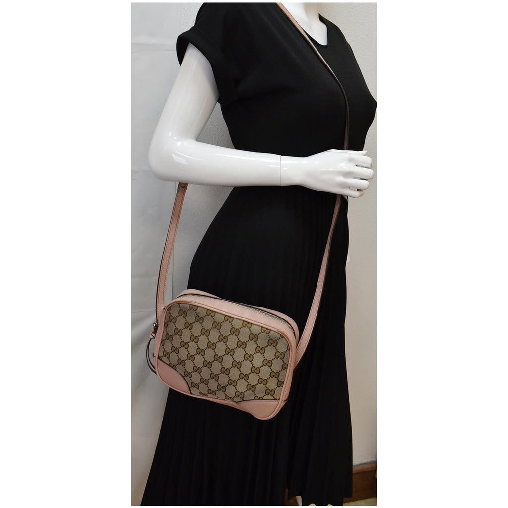 GUCCI Bree Gucci Canvas Leather Crossbody Bag Pink 449413