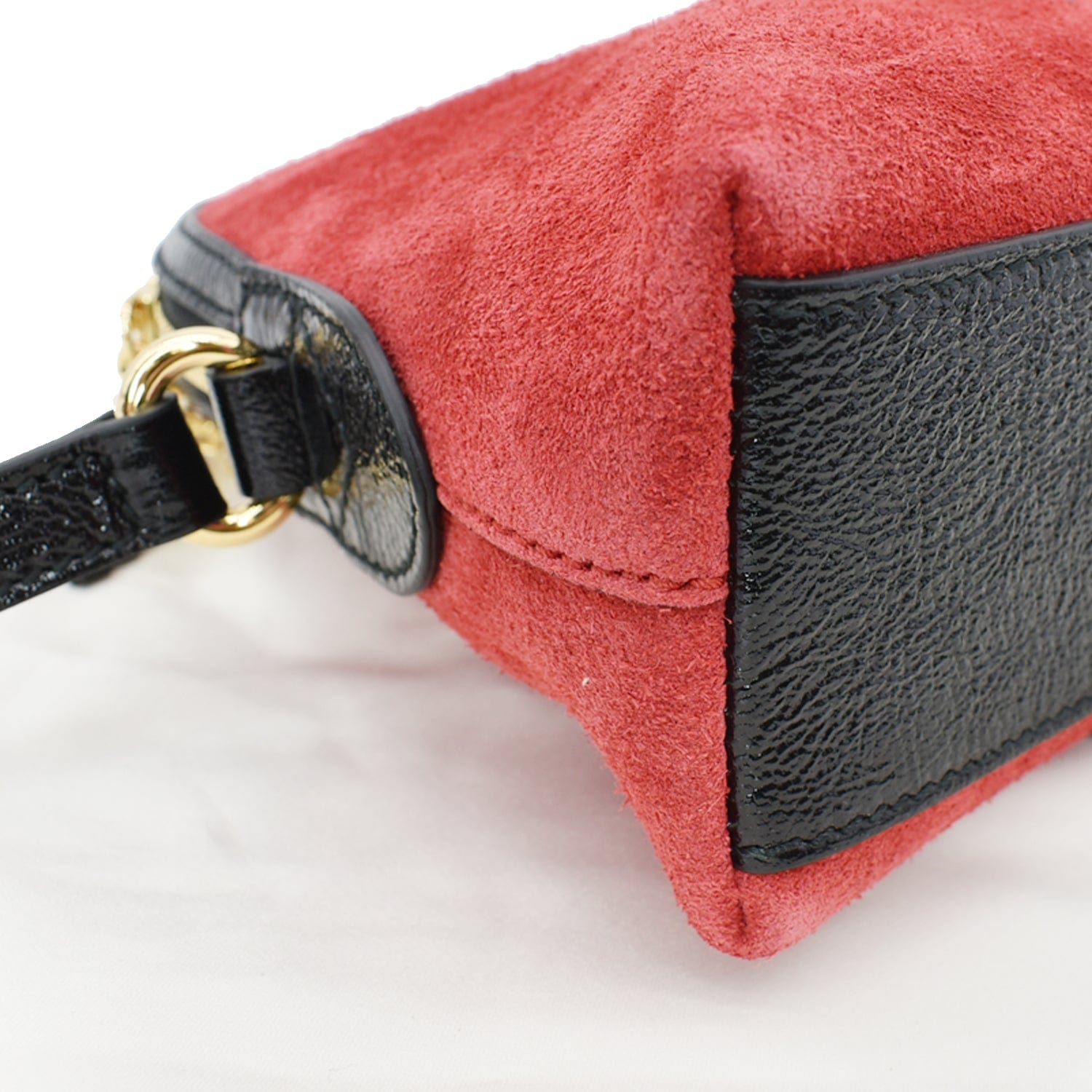 GUCCI Ophidia Gucci Small Suede Shoulder Bag Red 499621