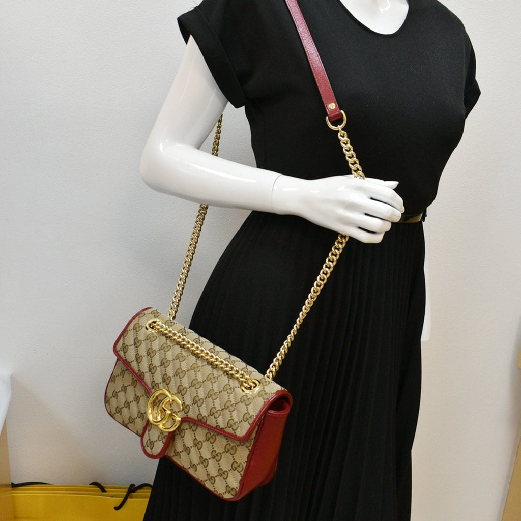 GUCCI Gucci Marmont Small Matelasse Canvas Shoulder Bag Beige 443497
