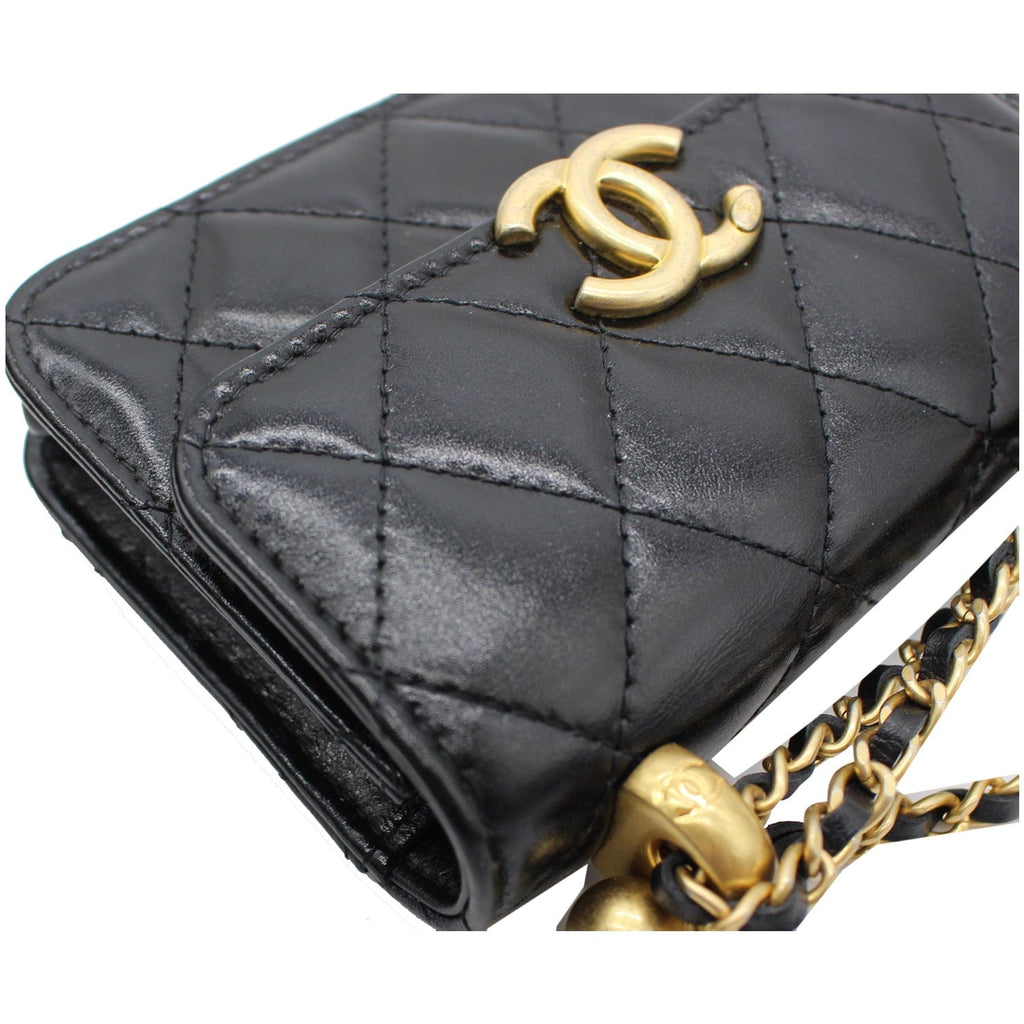 Chanel 21A Mini Flap Coin Leather Purse Crossbody Bag Black