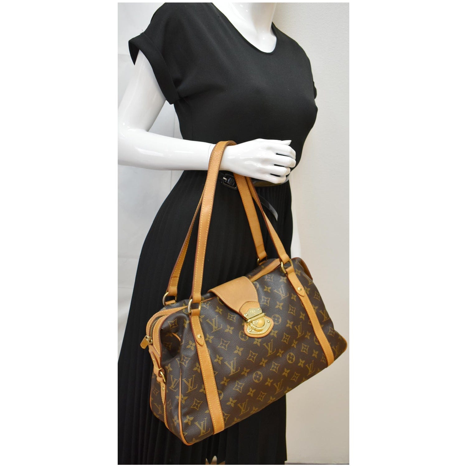 LOUIS VUITTON Stresa PM Monogram Canvas Shoulder Bag Brown