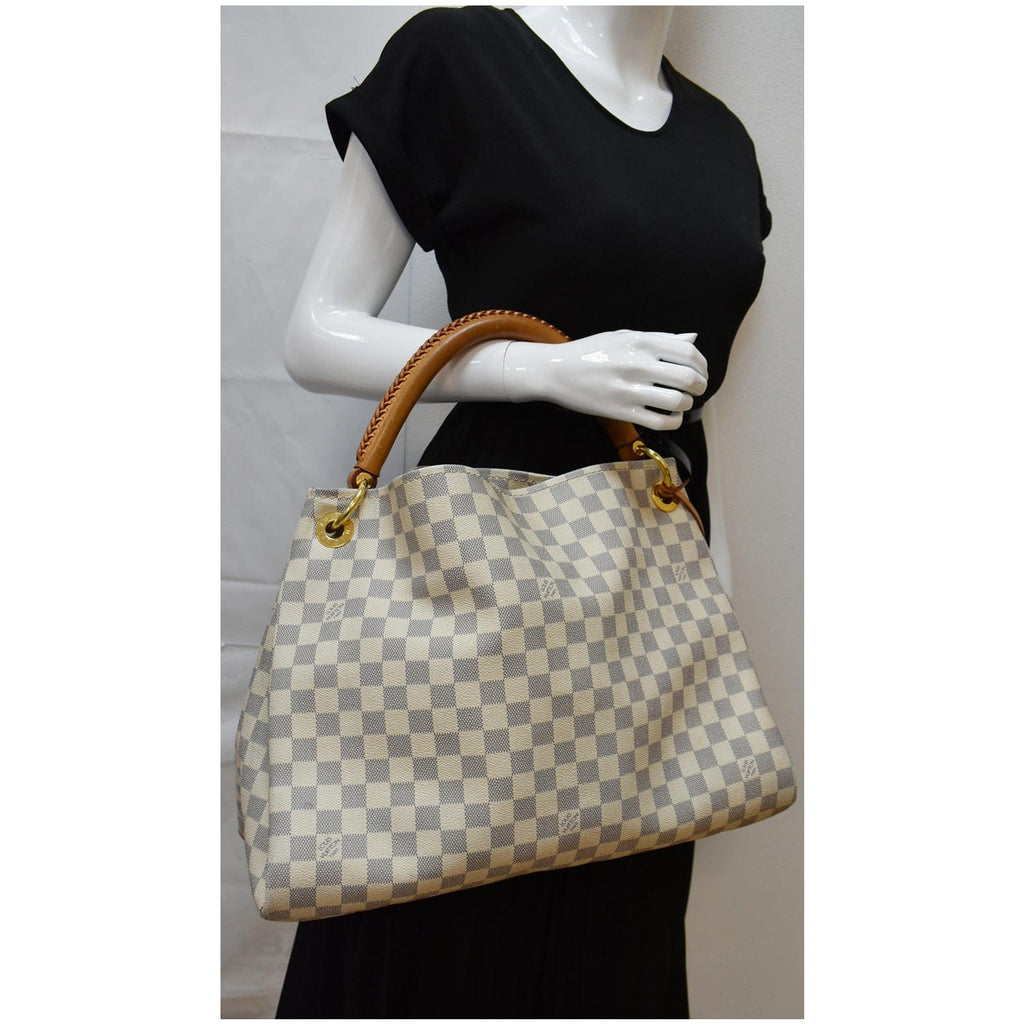 LOUIS VUITTON Artsy MM Damier Azur Shoulder Bag White