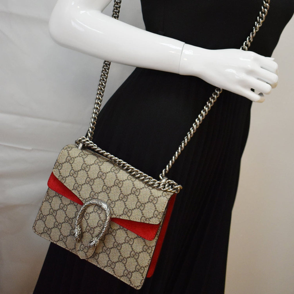 GUCCI Dionysus Mini Gucci Supreme Canvas Crossbody Bag Beige 421970