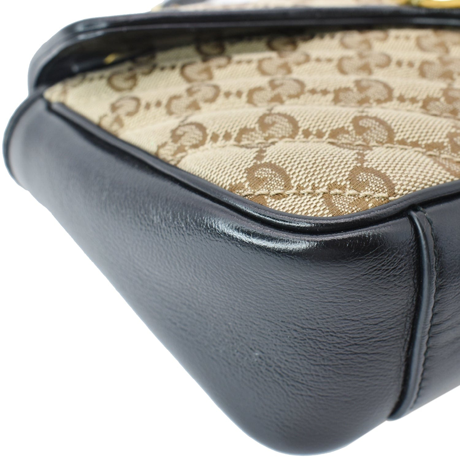 GUCCI Gucci Marmont Small Matelasse Canvas Shoulder Bag Black 443497