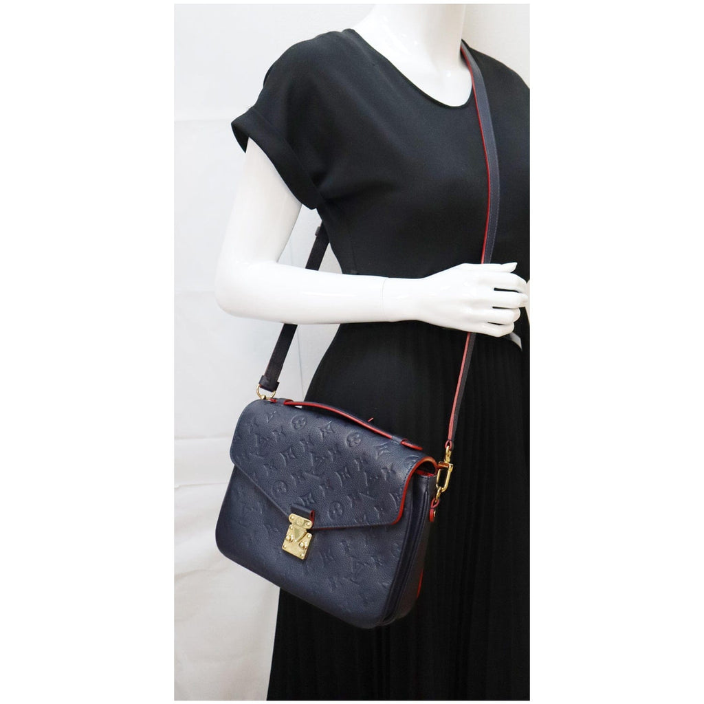 LOUIS VUITTON Metis Pochette Empreinte Leather Crossbody Bag Blue