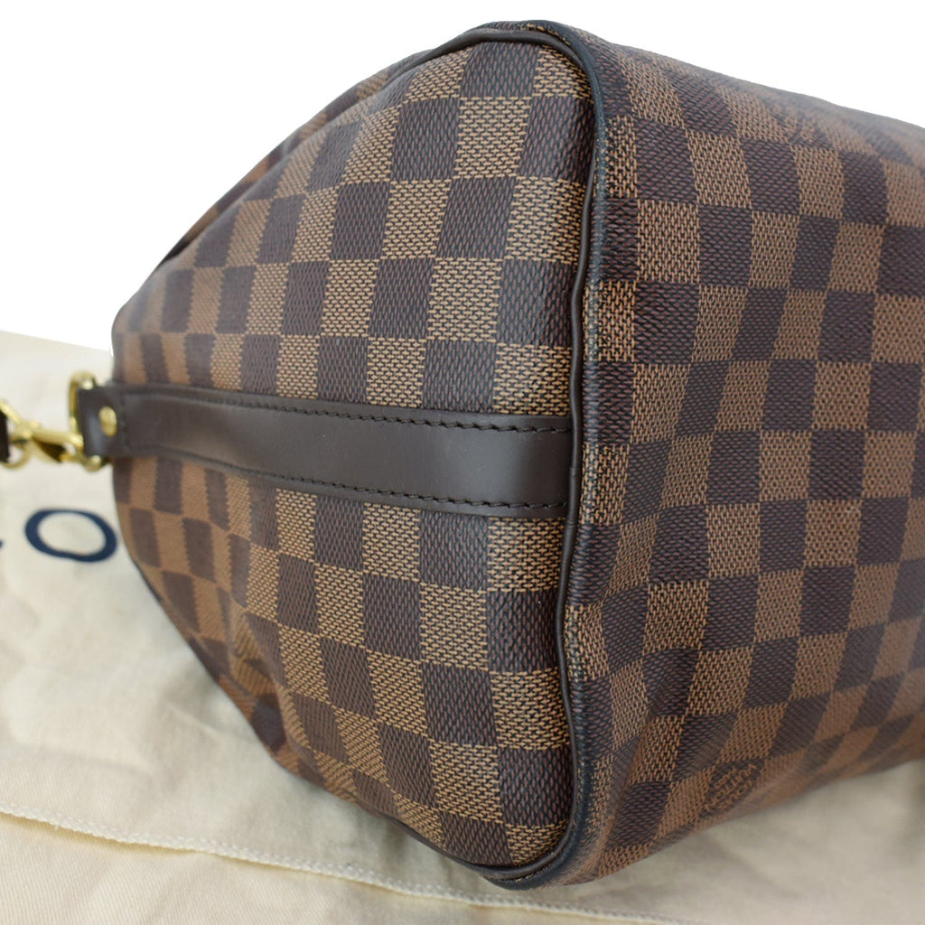 LOUIS VUITTON Speedy 30 Bandouliere Damier Ebene Satchel Bag Brown