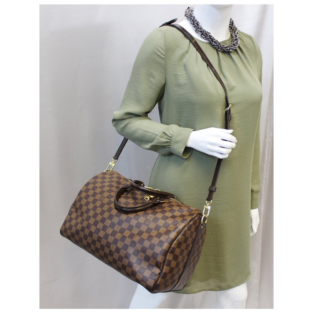 LOUIS VUITTON Damier Ebene Speedy 35 Bandouliere Shoulder Bag