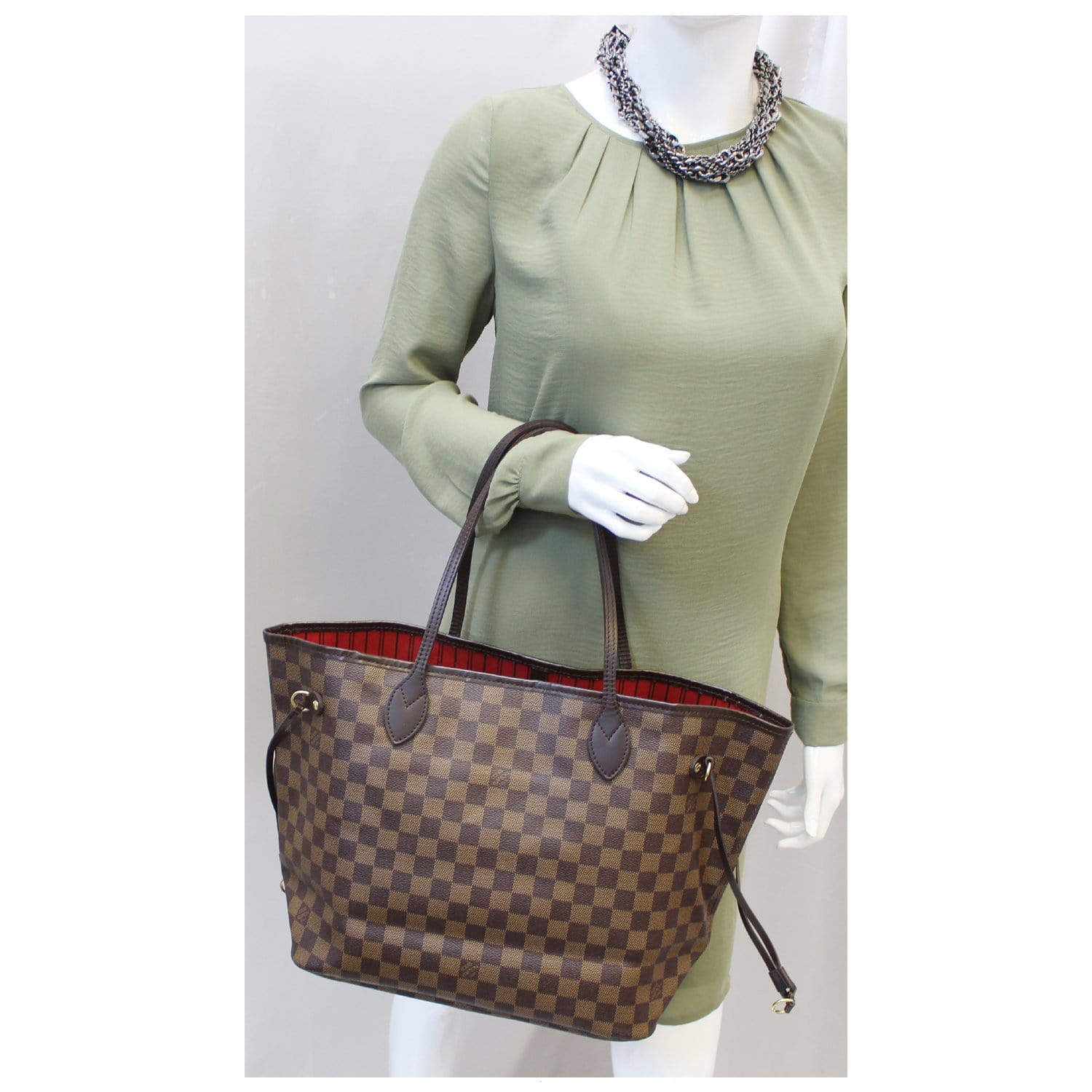 LOUIS VUITTON Neverfull MM Damier Ebene Tote Shoulder Bag