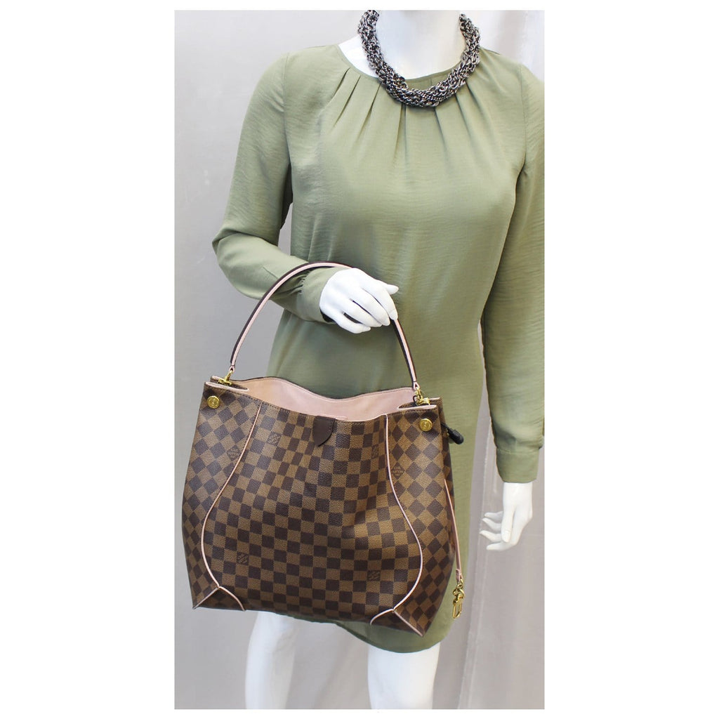 LOUIS VUITTON Caissa Damier Ebene Rose Ballerine Hobo Bag