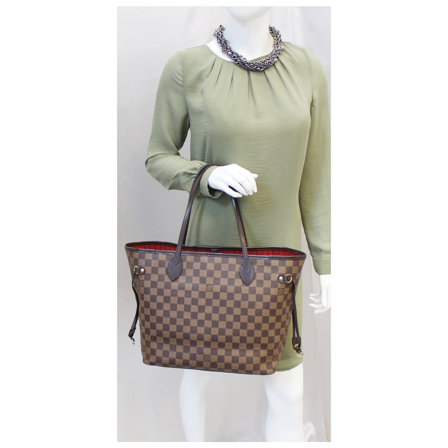 LOUIS VUITTON Neverfull MM Damier Ebene Tote Shoulder Bag