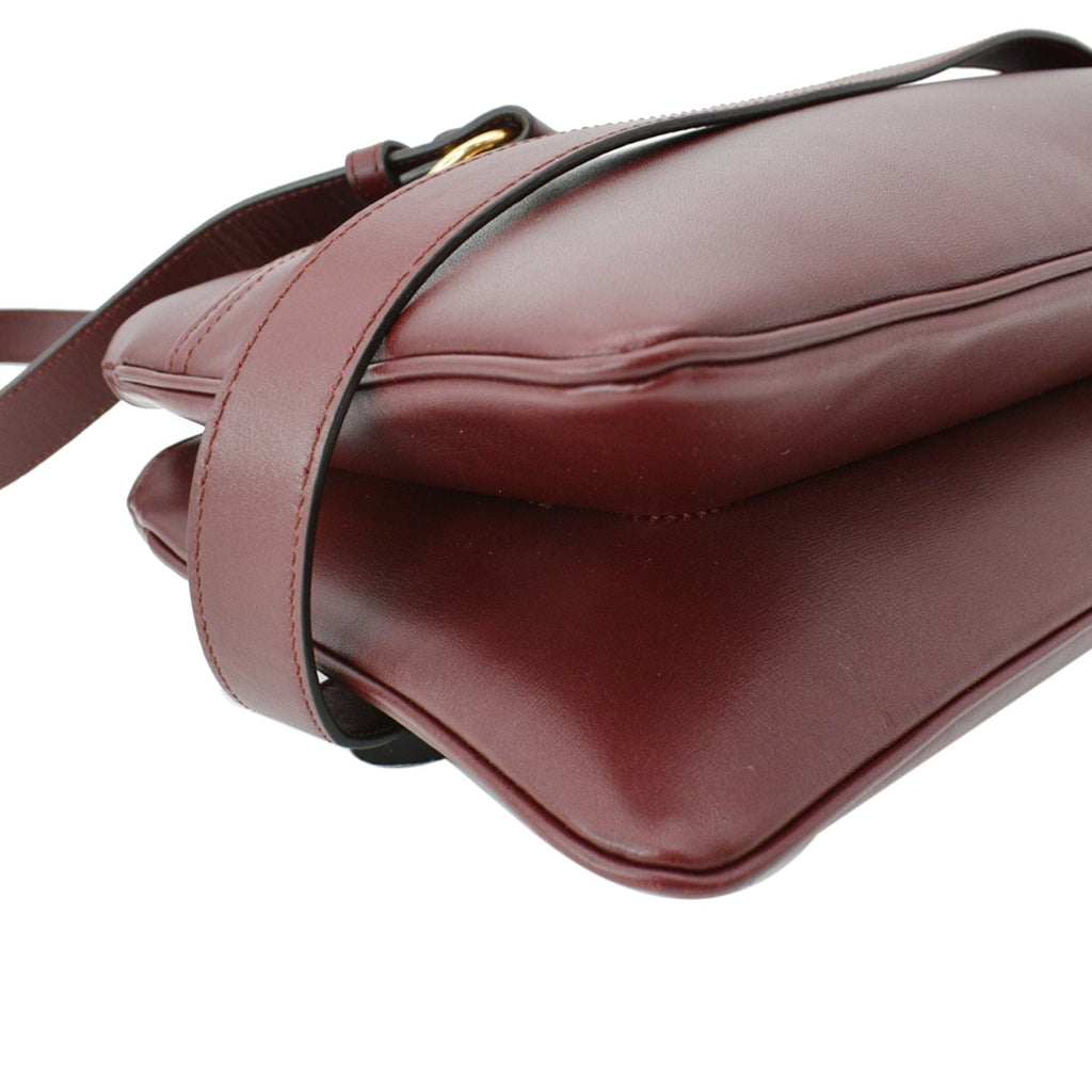 GUCCI Large Arli Leather Top Handle Shoulder Bag Burgundy 550130