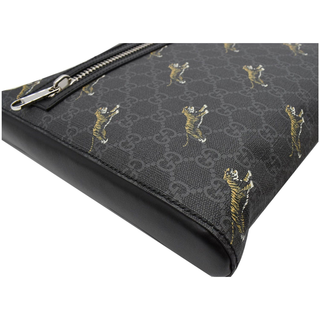 GUCCI Bestiary Tigers Gucci Supreme Square Messenger Bag Black 474137